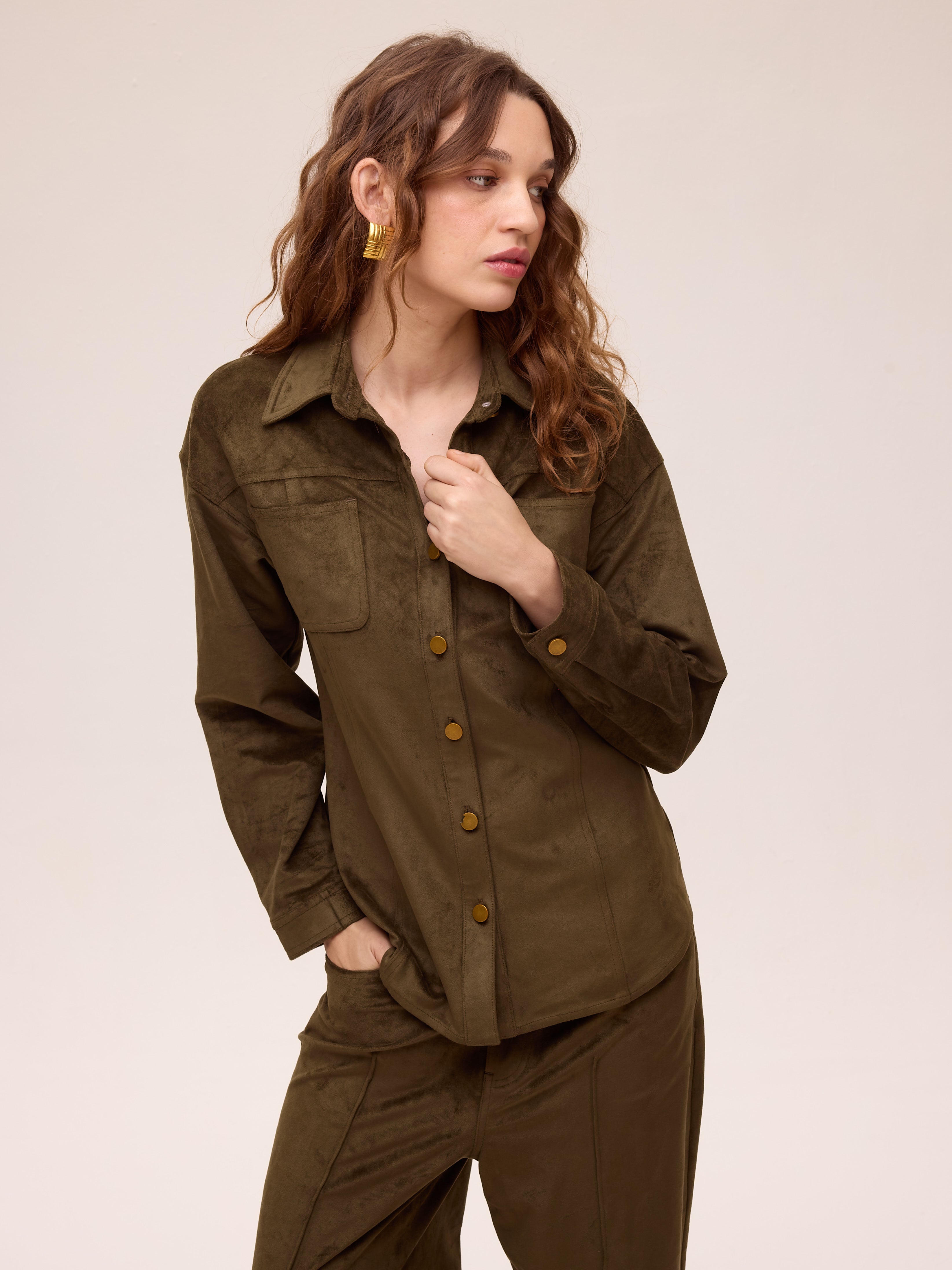 DUSK SUEDE PANT - Pantalón cinco bolsillos ante verde