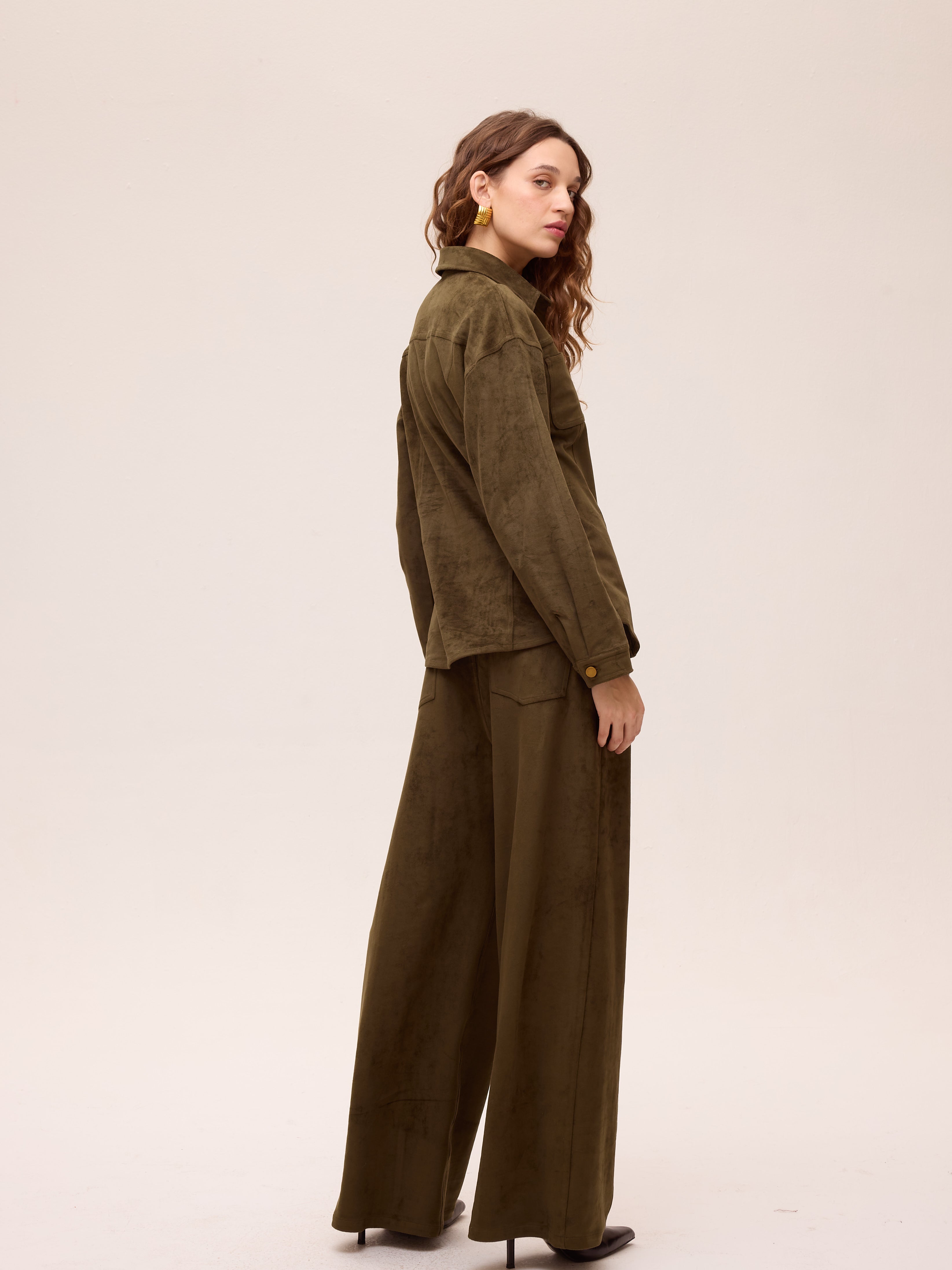 DUSK SUEDE PANT - Pantalón cinco bolsillos ante verde