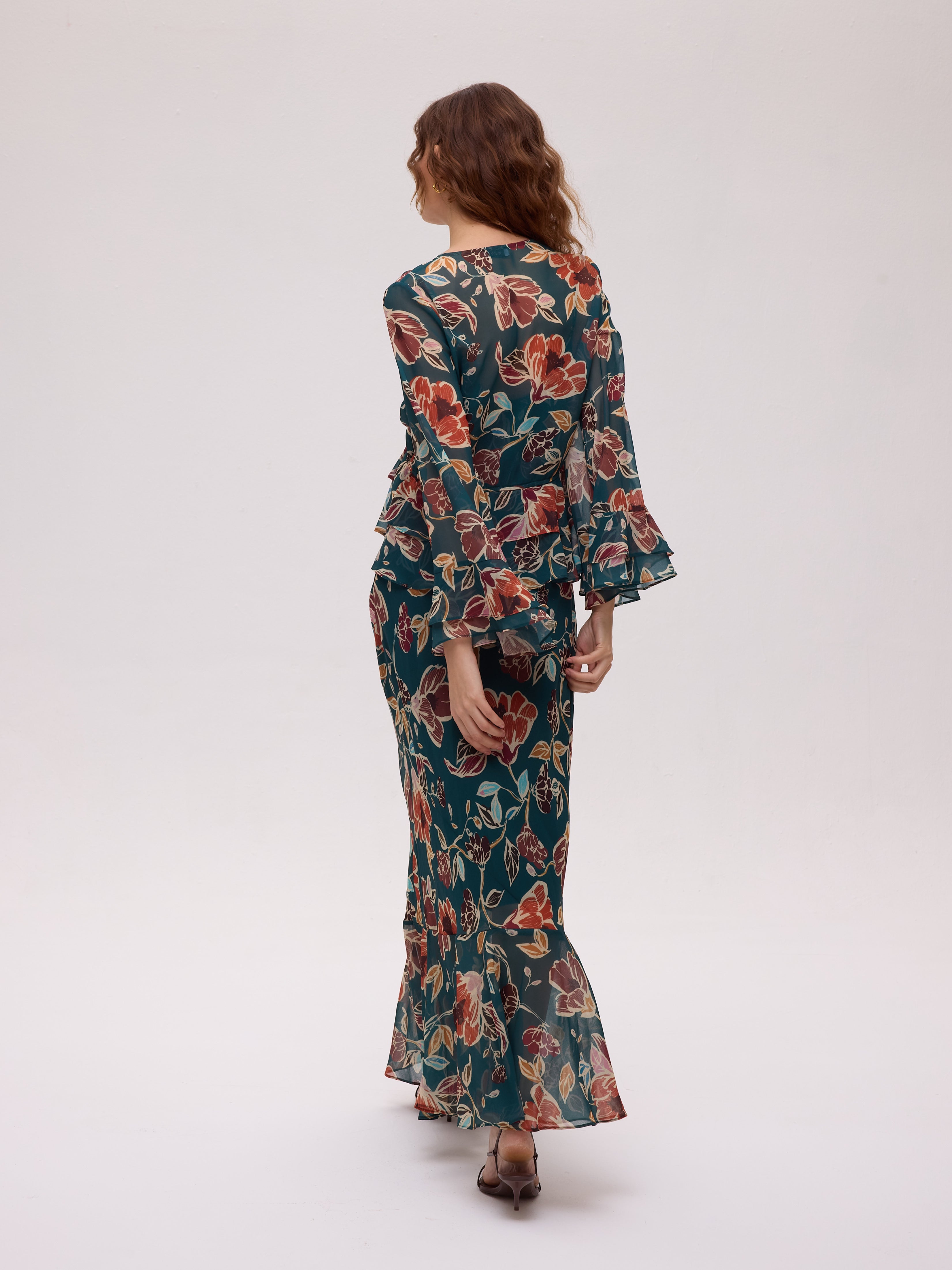 GRAZIA FLOWERS DRESS - Vestido de gasa estampado floral tirantes