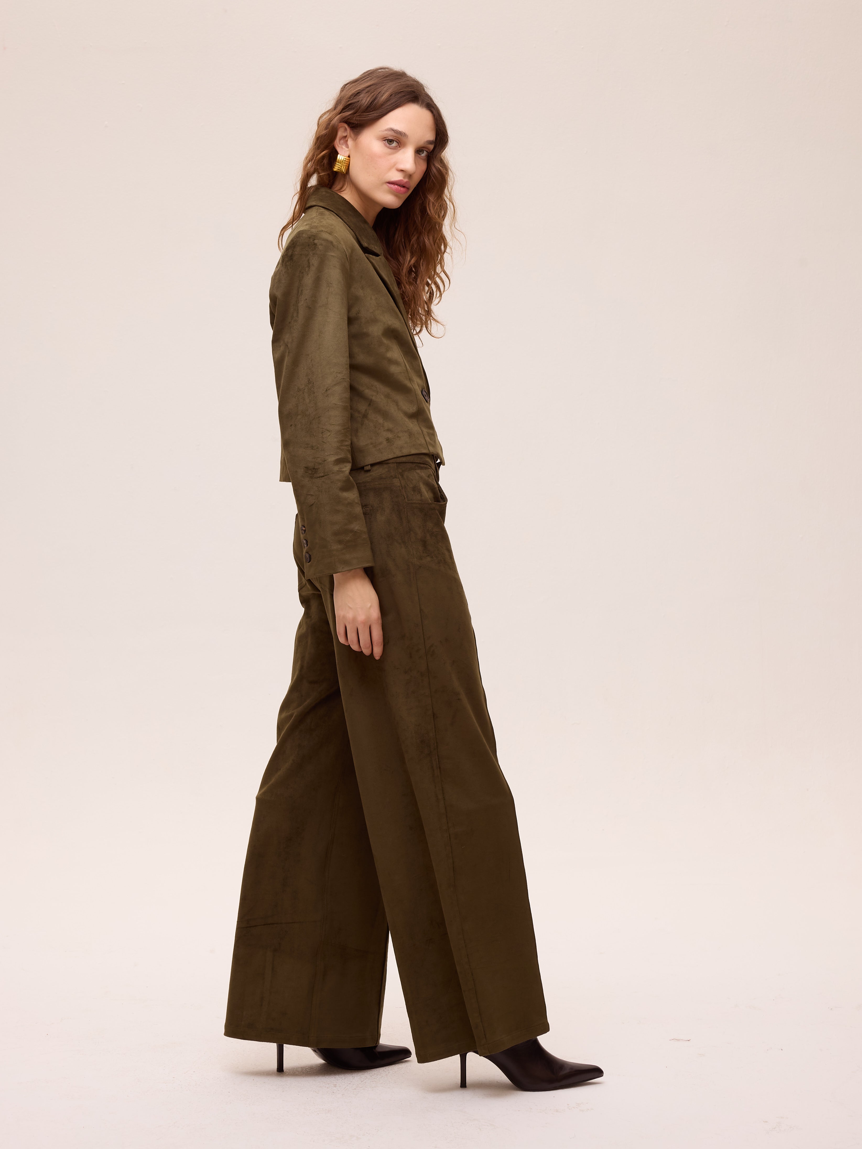 DUSK SUEDE PANT - Pantalón cinco bolsillos ante verde