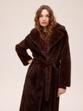 ART BROWN - Abrigo efecto visón marrón