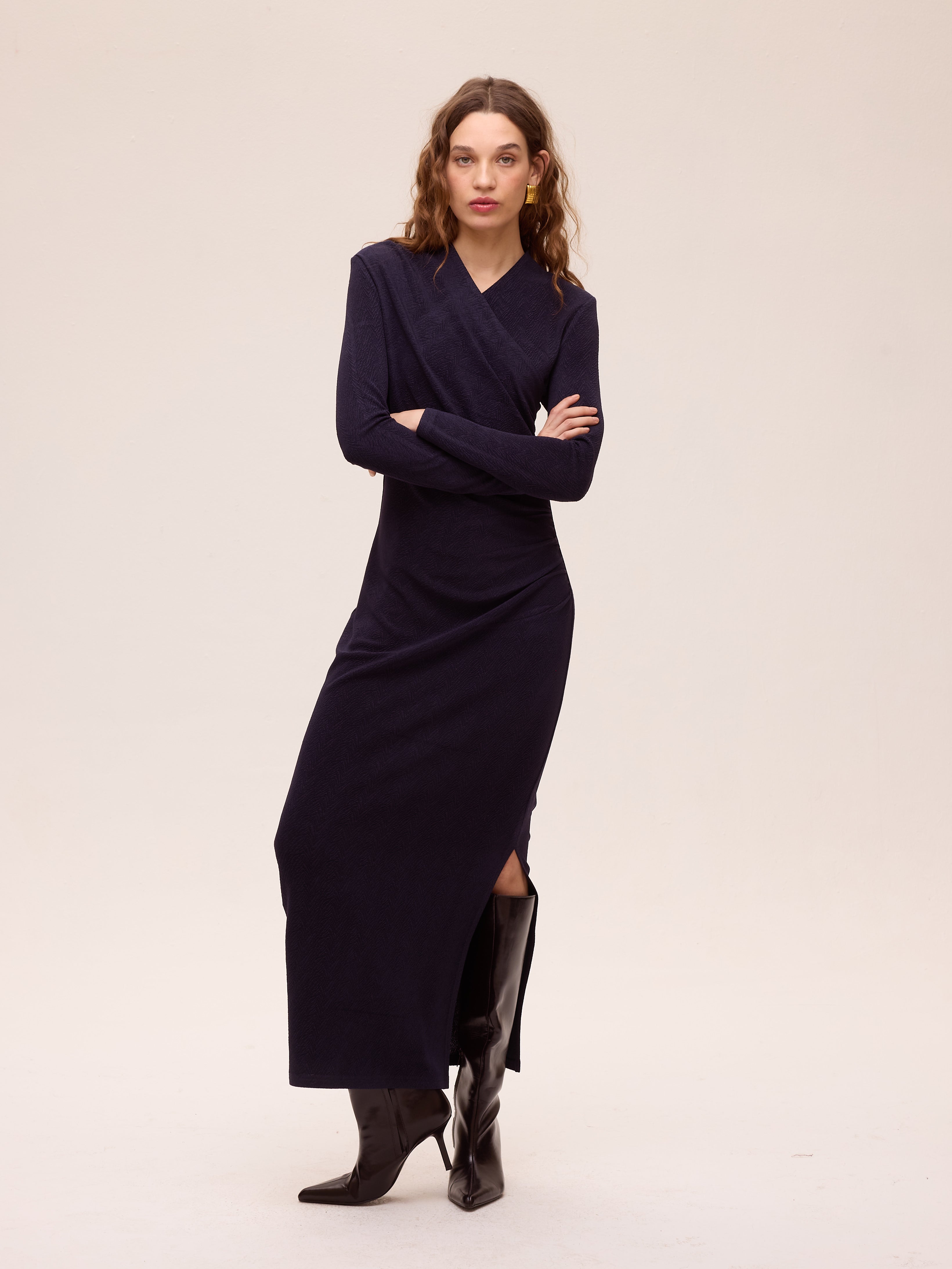 GLAZE BLUE - Vestido midi punto elástico azul