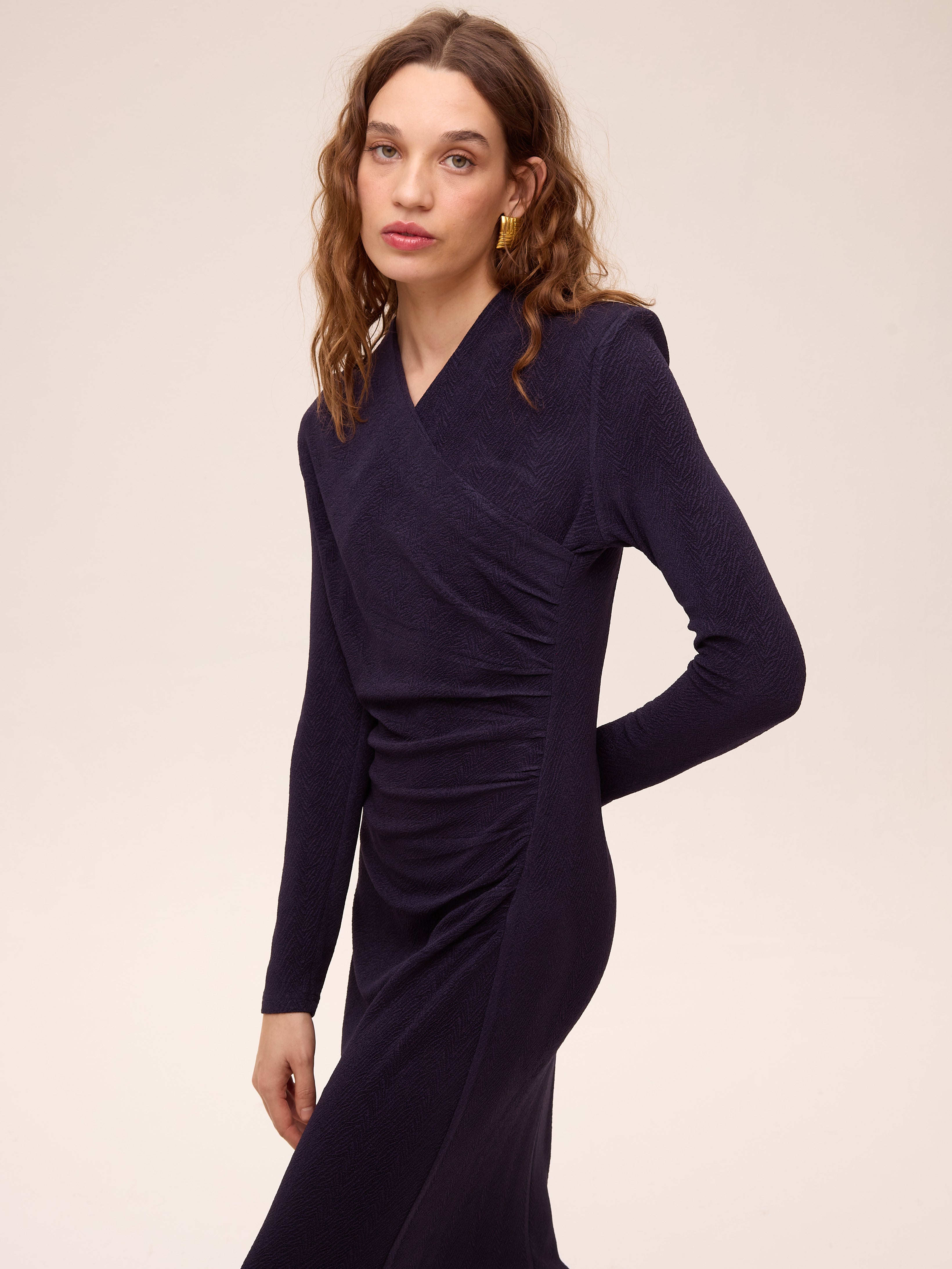 GLAZE BLUE - Vestido midi punto elástico azul