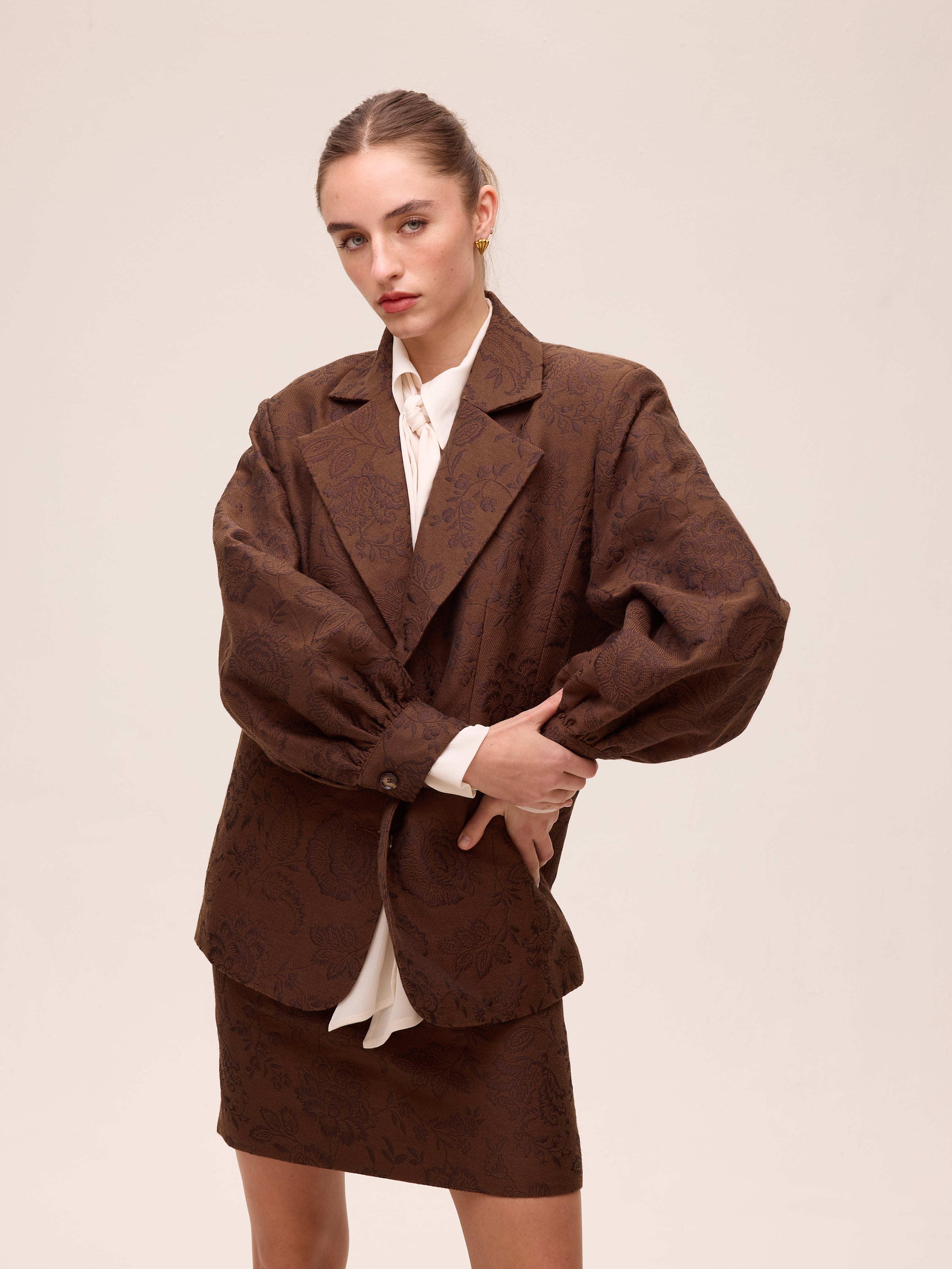 STILL BROWN - Falda velvet cocodrilo color marrón