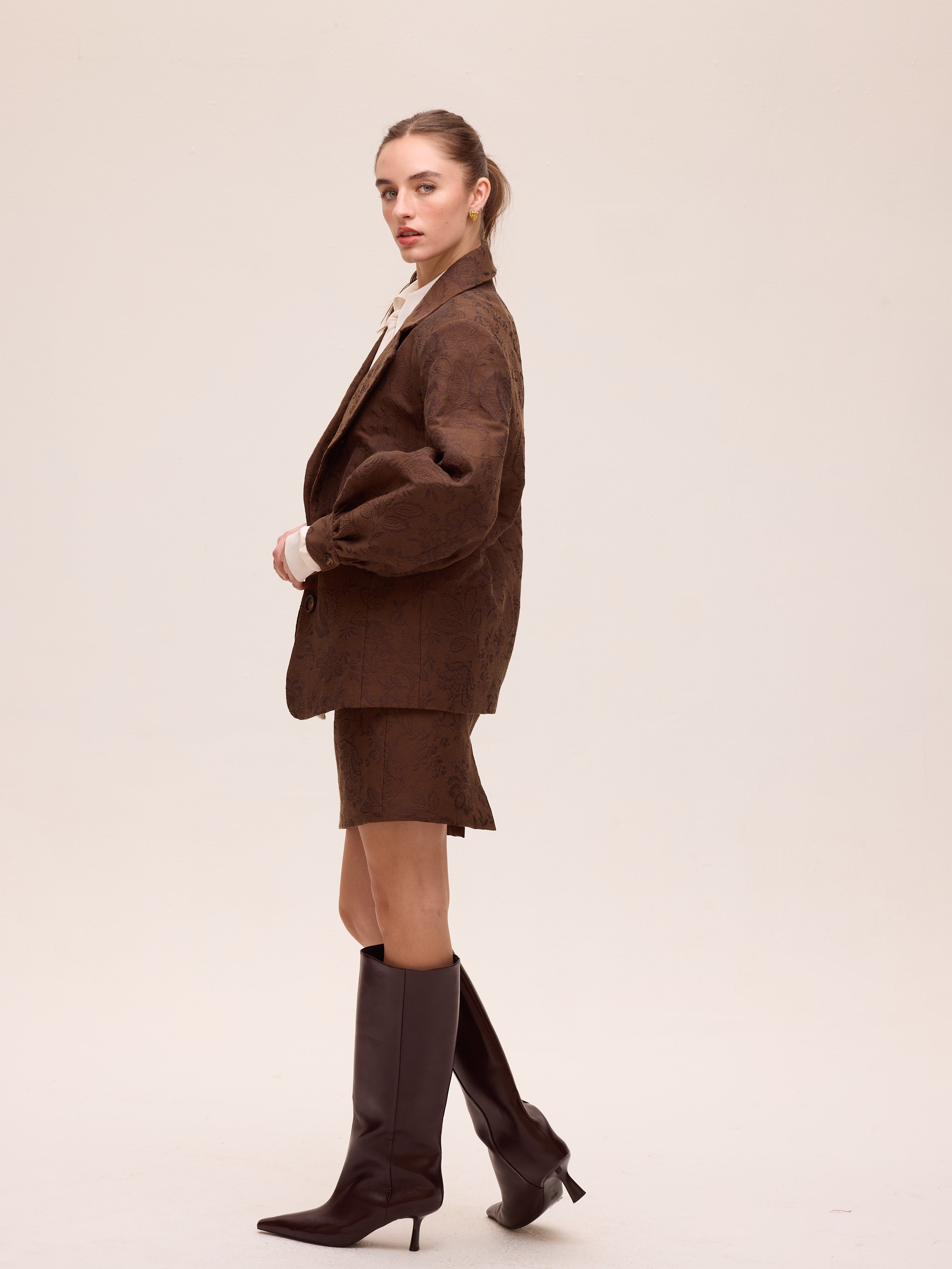 STILL BROWN - Falda velvet cocodrilo color marrón