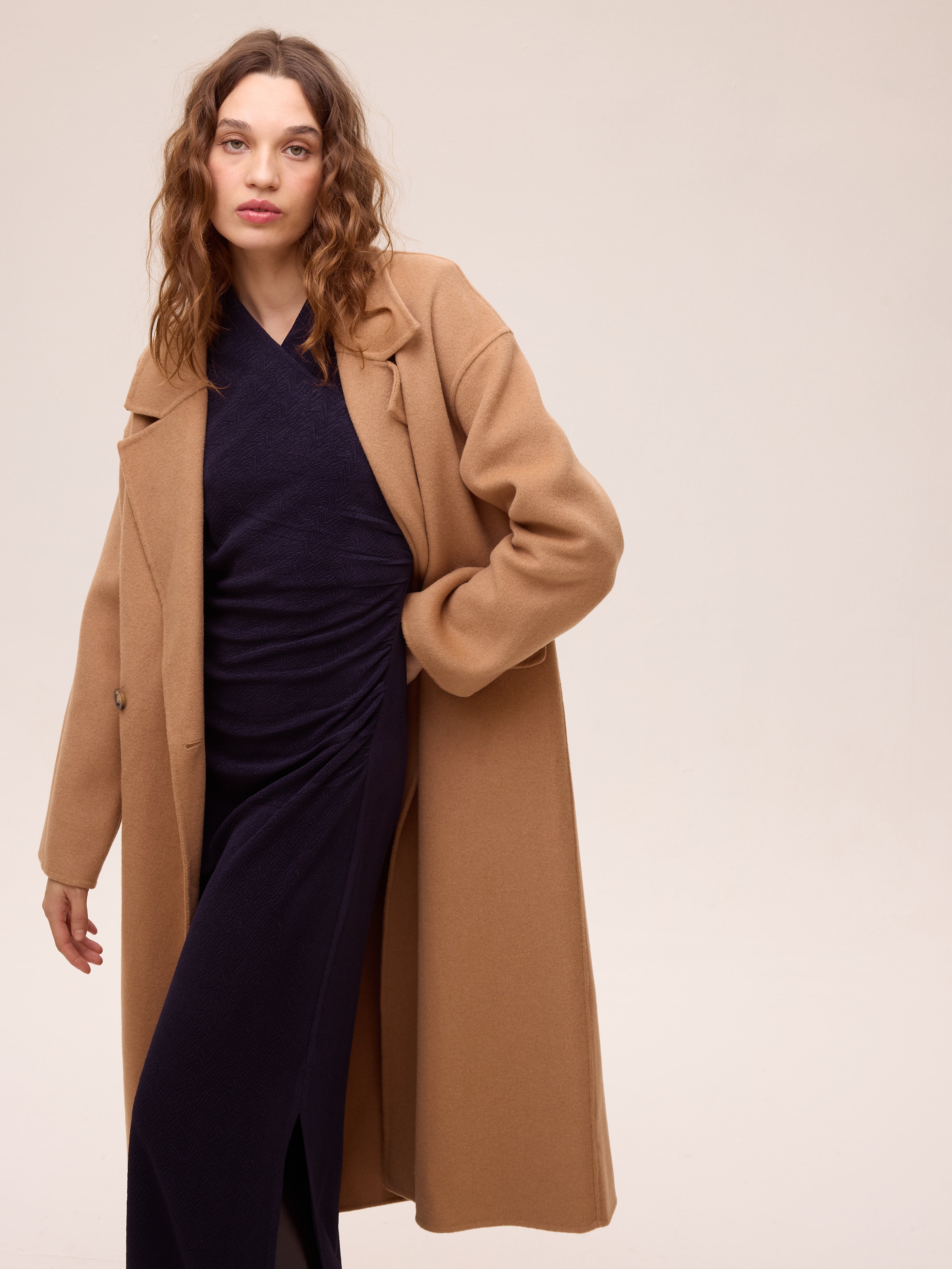 METRO CAMEL - Abrigo largo sastrero lana camel