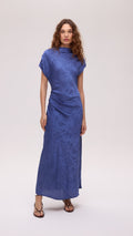 ETOILE BLUE - Vestido largo tejido jacquard azul