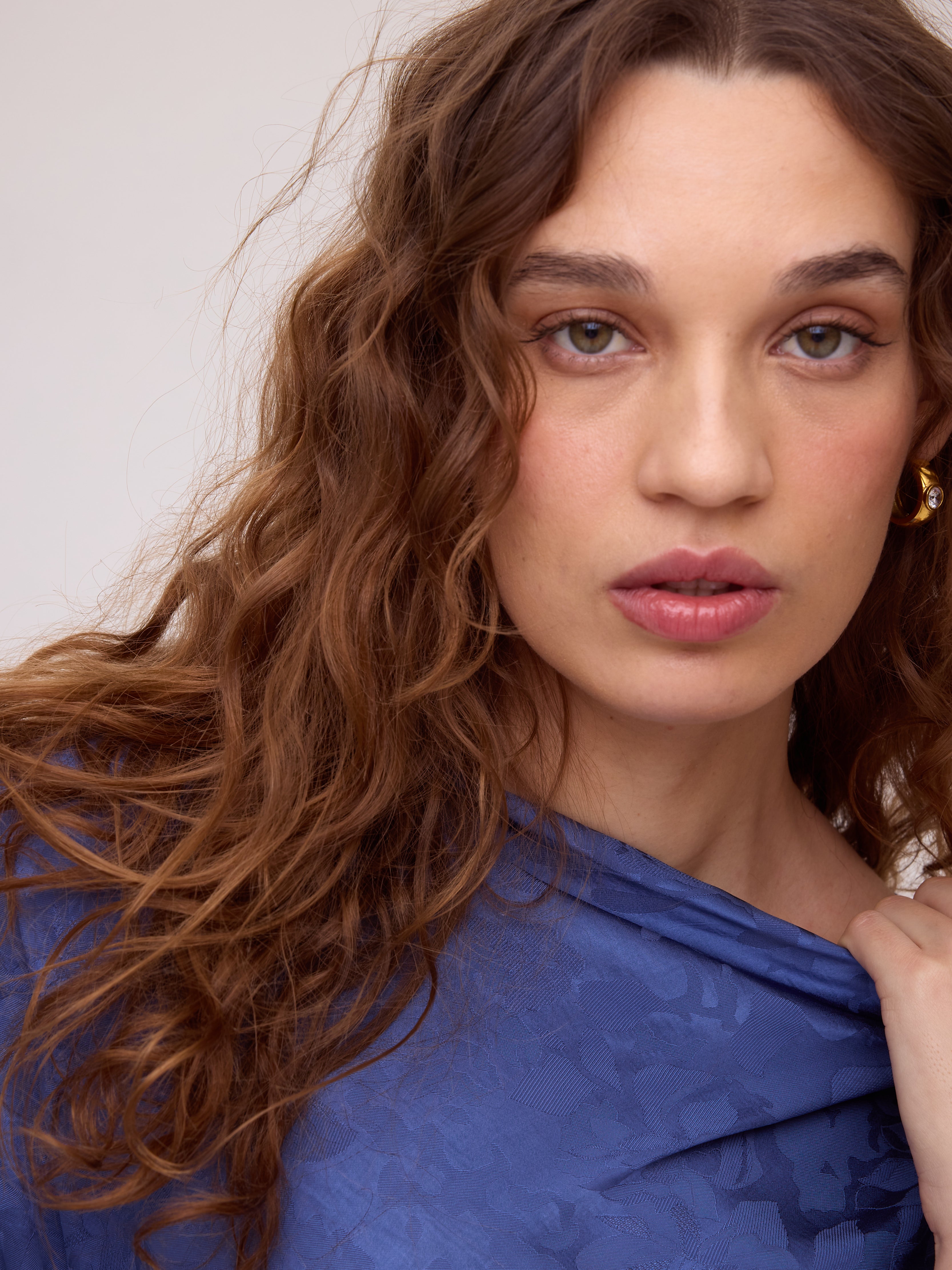 ETOILE BLUE - Vestido largo tejido jacquard azul