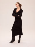 FROST BLACK - Vestido damasco rosas negro