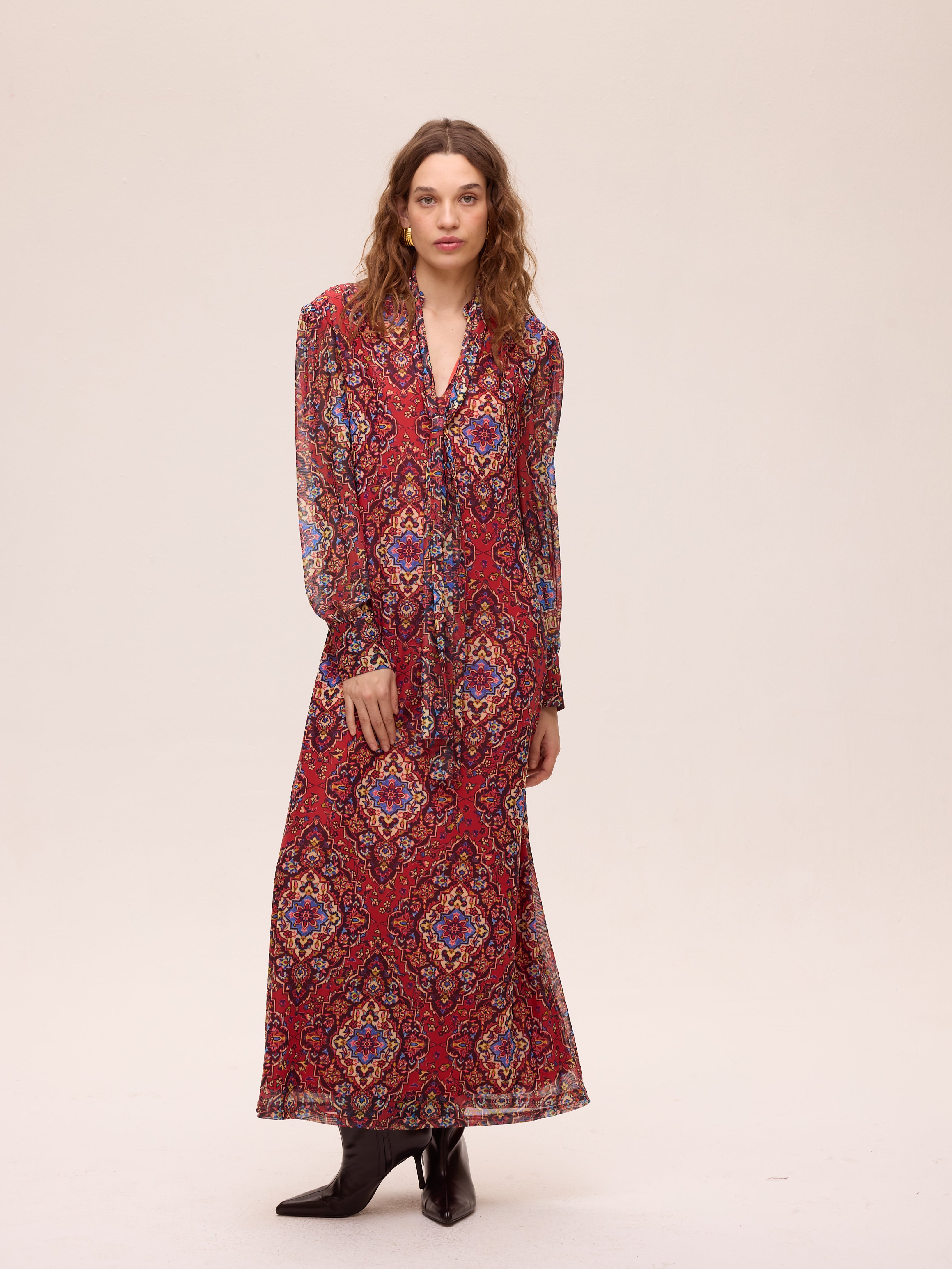 SUMMIT PRINT - Vestido amplio tul estampado boho
