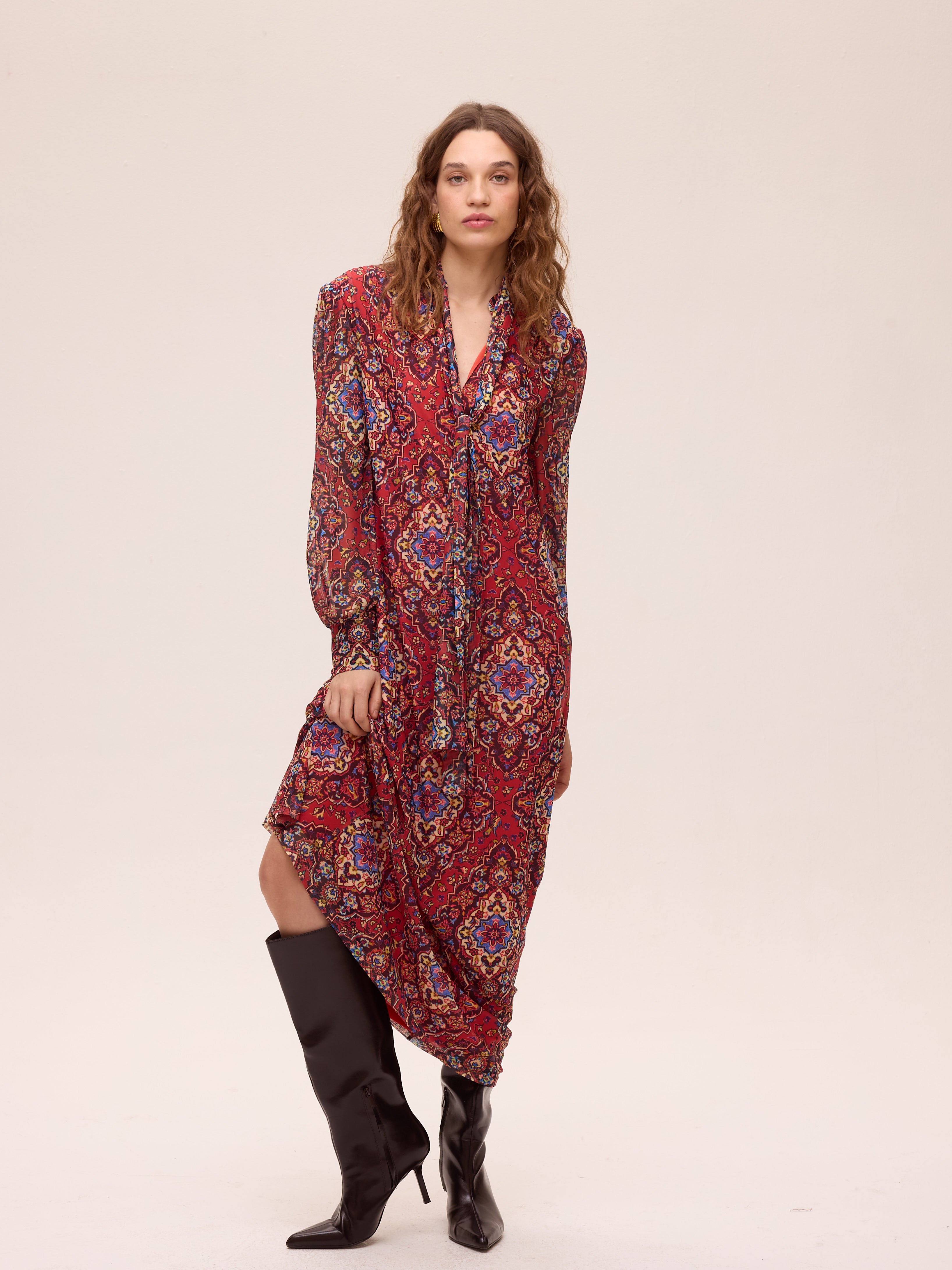SUMMIT PRINT - Vestido amplio tul estampado boho