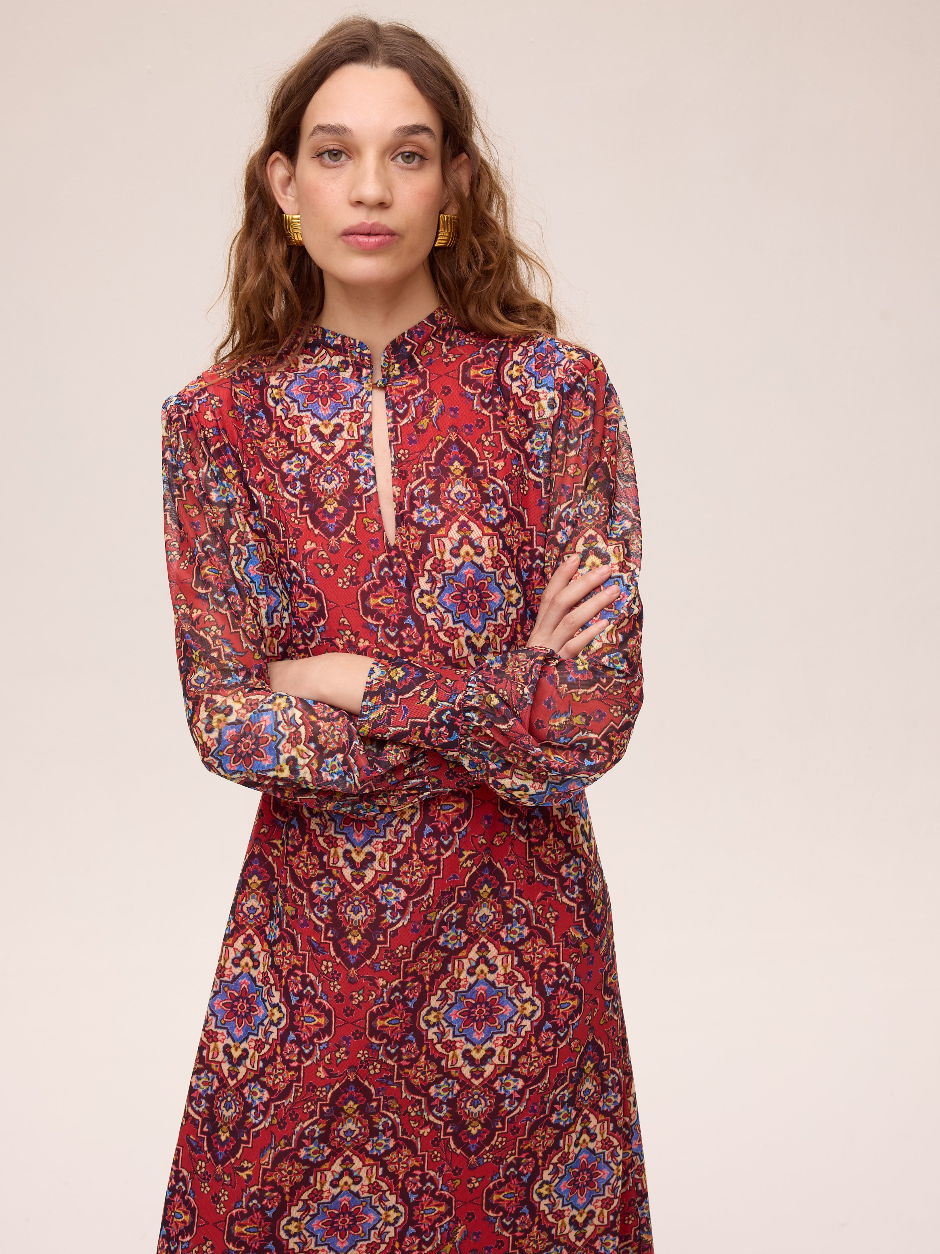 SUMMIT PRINT - Vestido amplio tul estampado boho