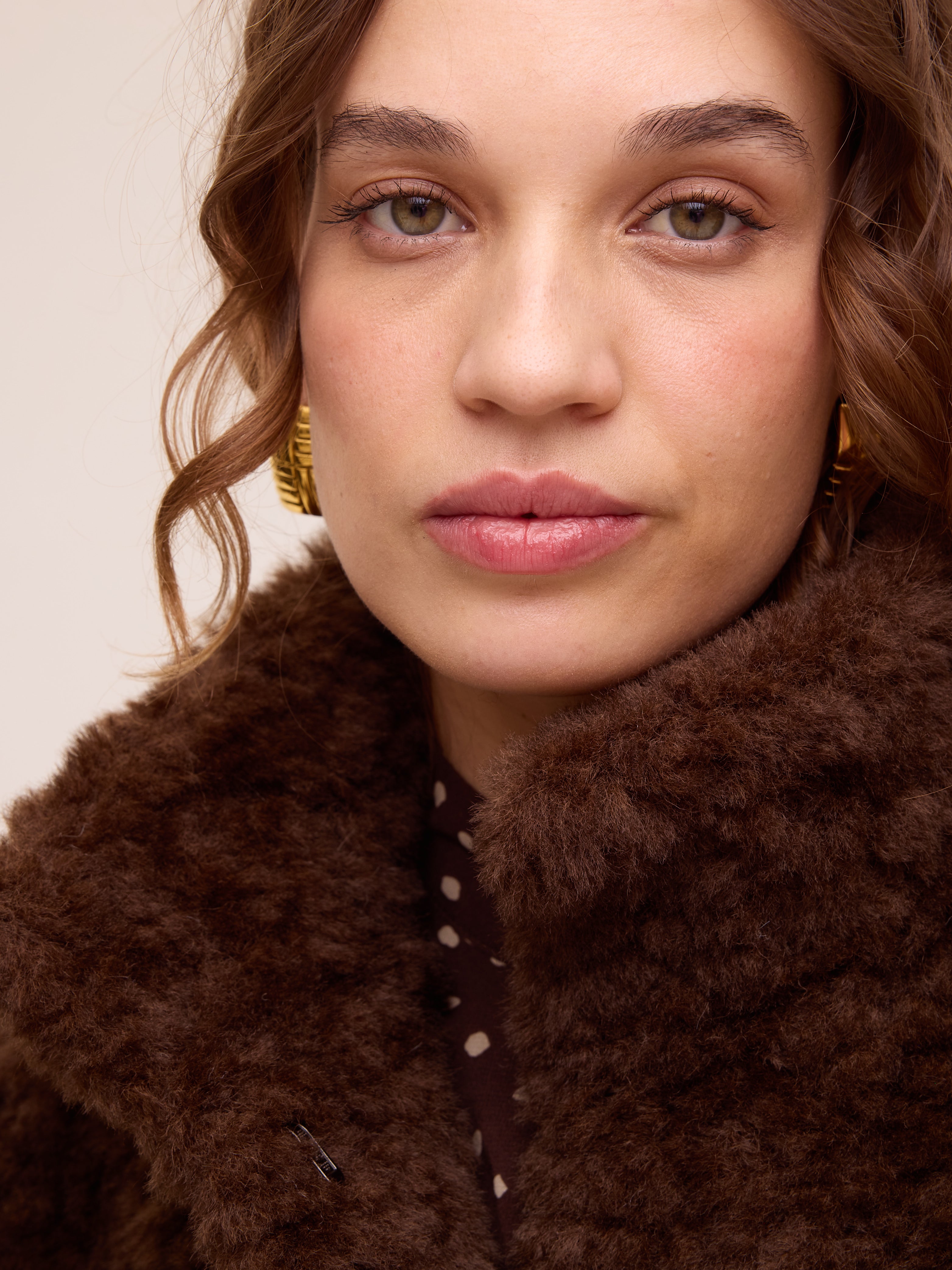 NORTH BROWN - Abrigo teddy rizado - Marrón