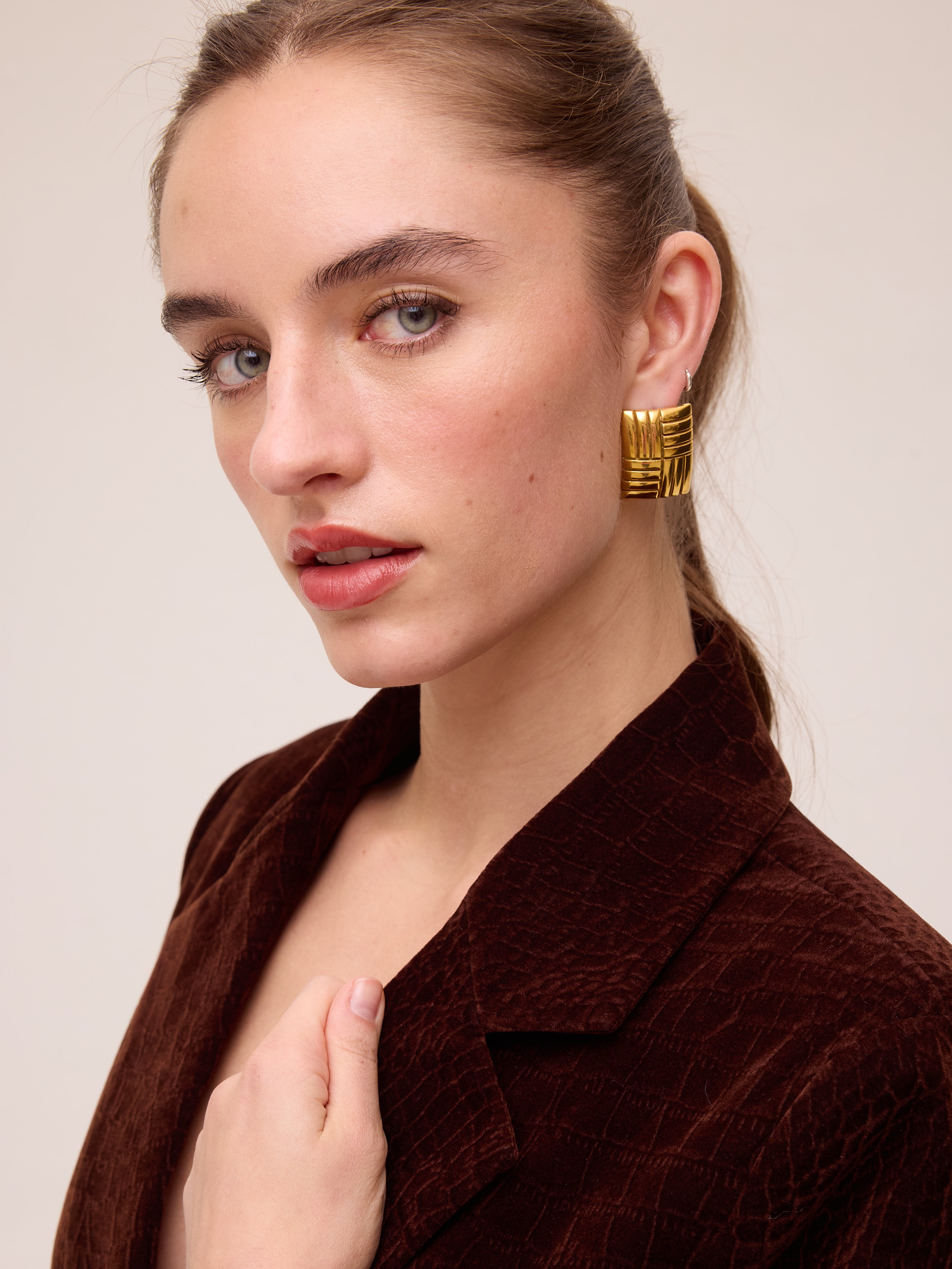 STORM SNAKE - Falda lápiz velvet cocodrilo marrón