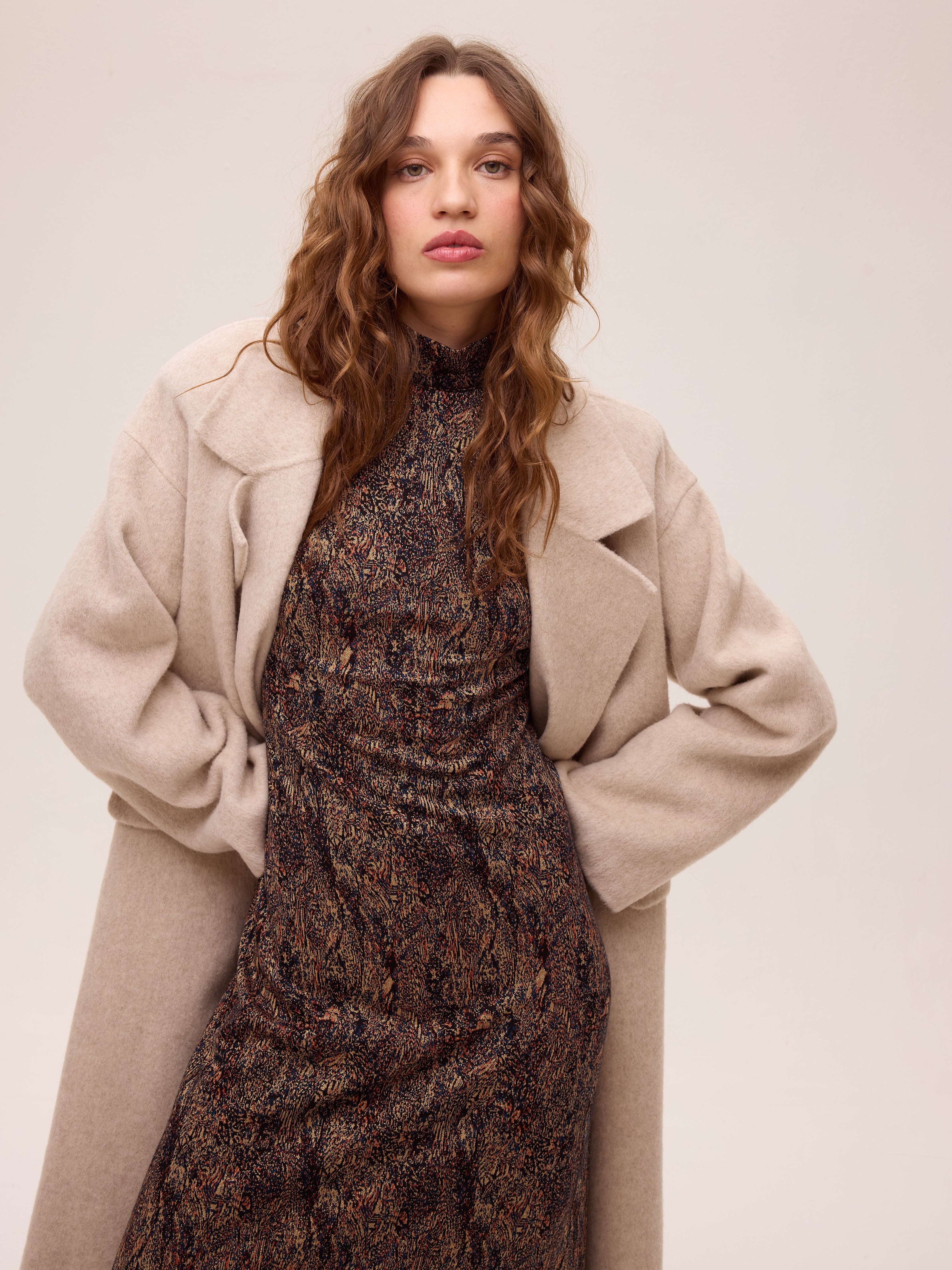 METRO ECRU - Abrigo largo sastrero alpaca ecru