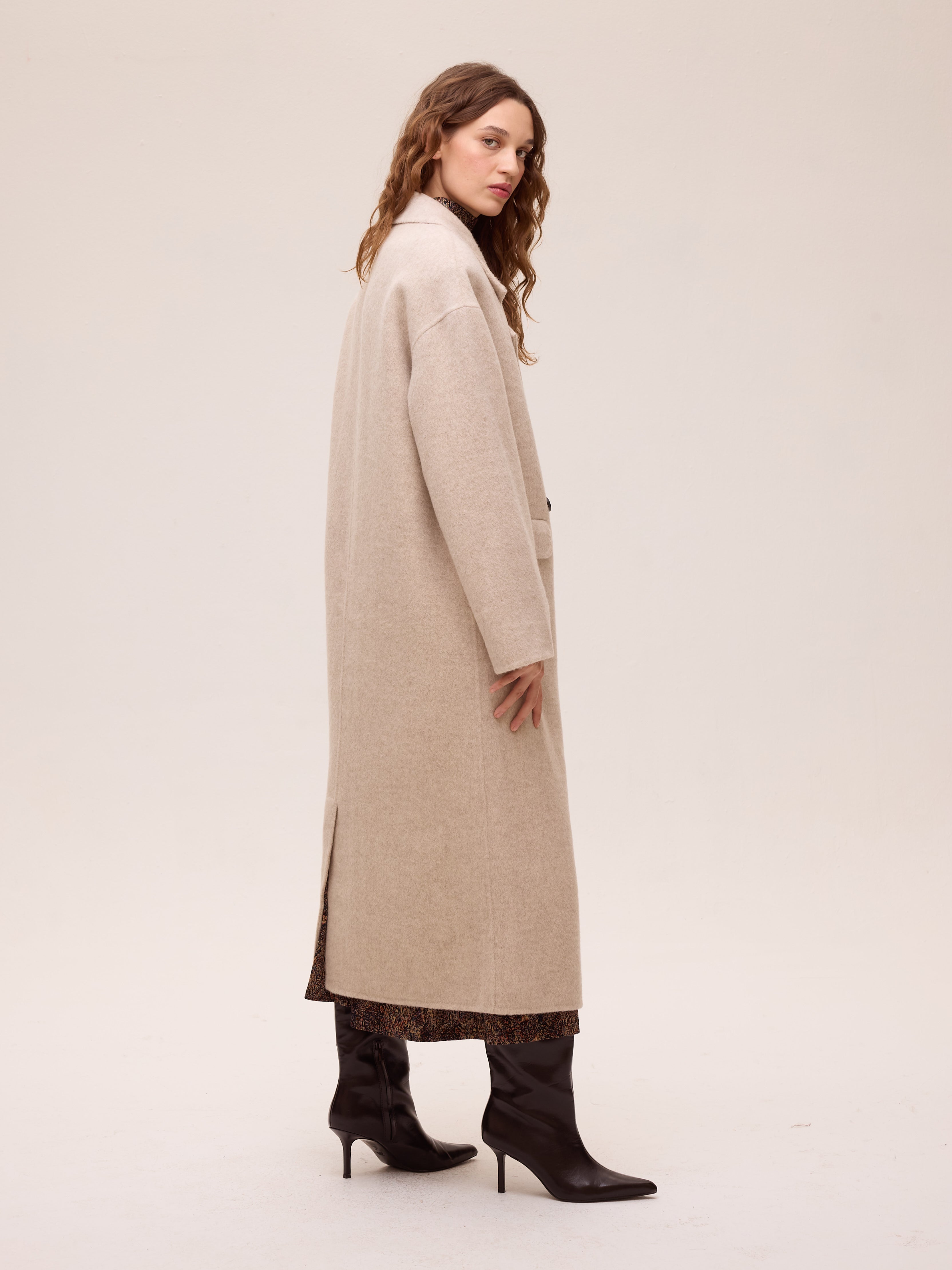 METRO ECRU - Abrigo largo sastrero alpaca ecru