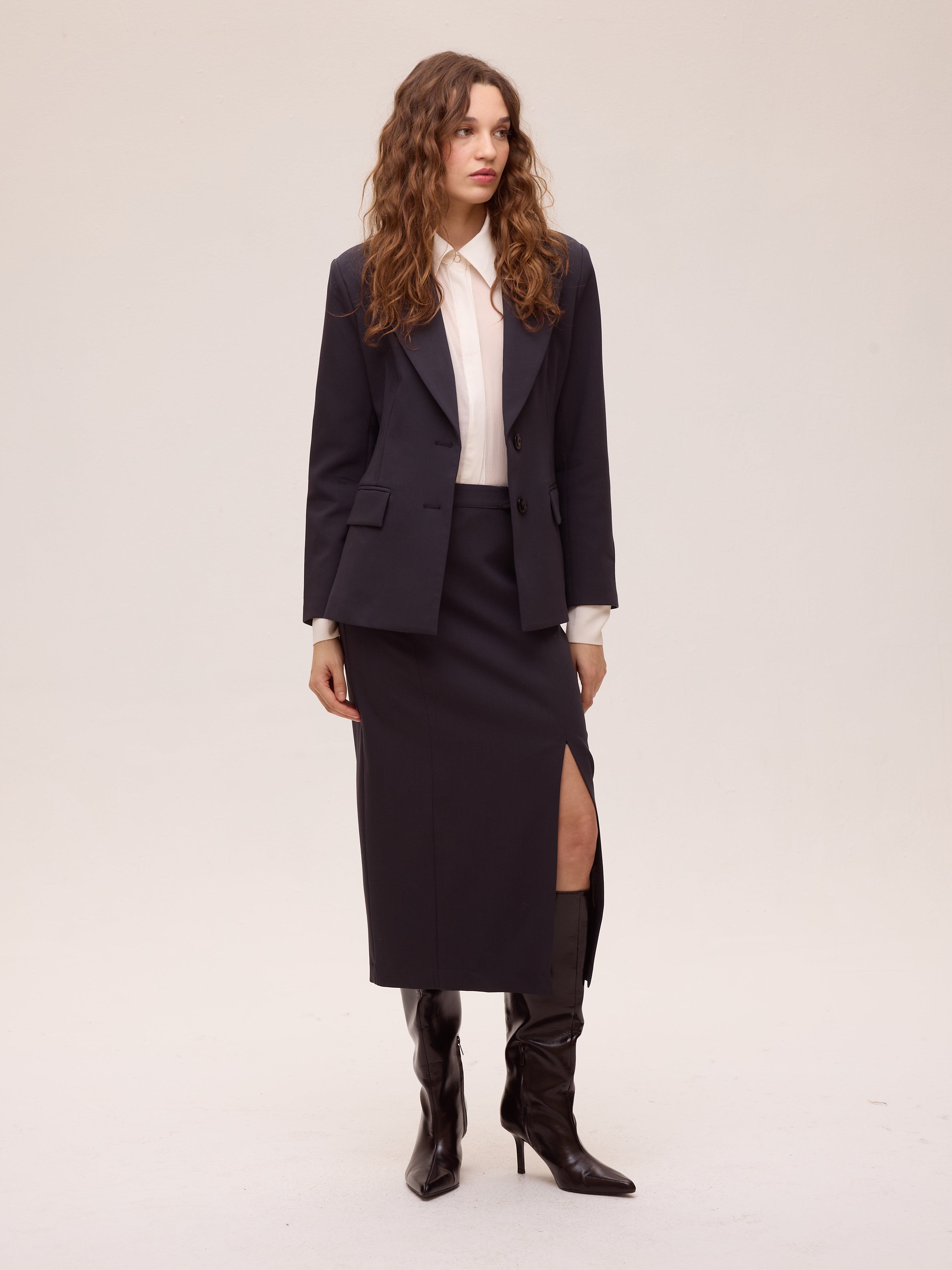 SILENCE GREY - Blazer cuello solapa entallada color gris