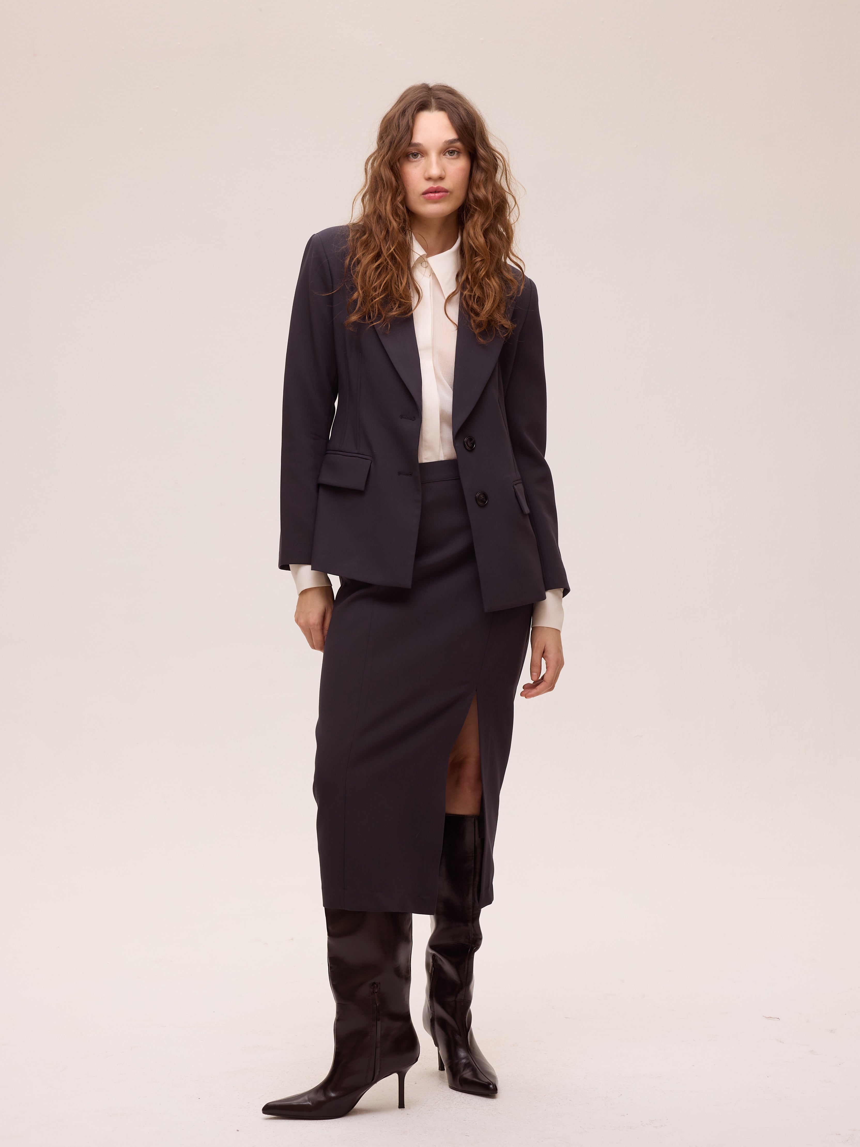 SILENCE GREY - Blazer cuello solapa entallada color gris