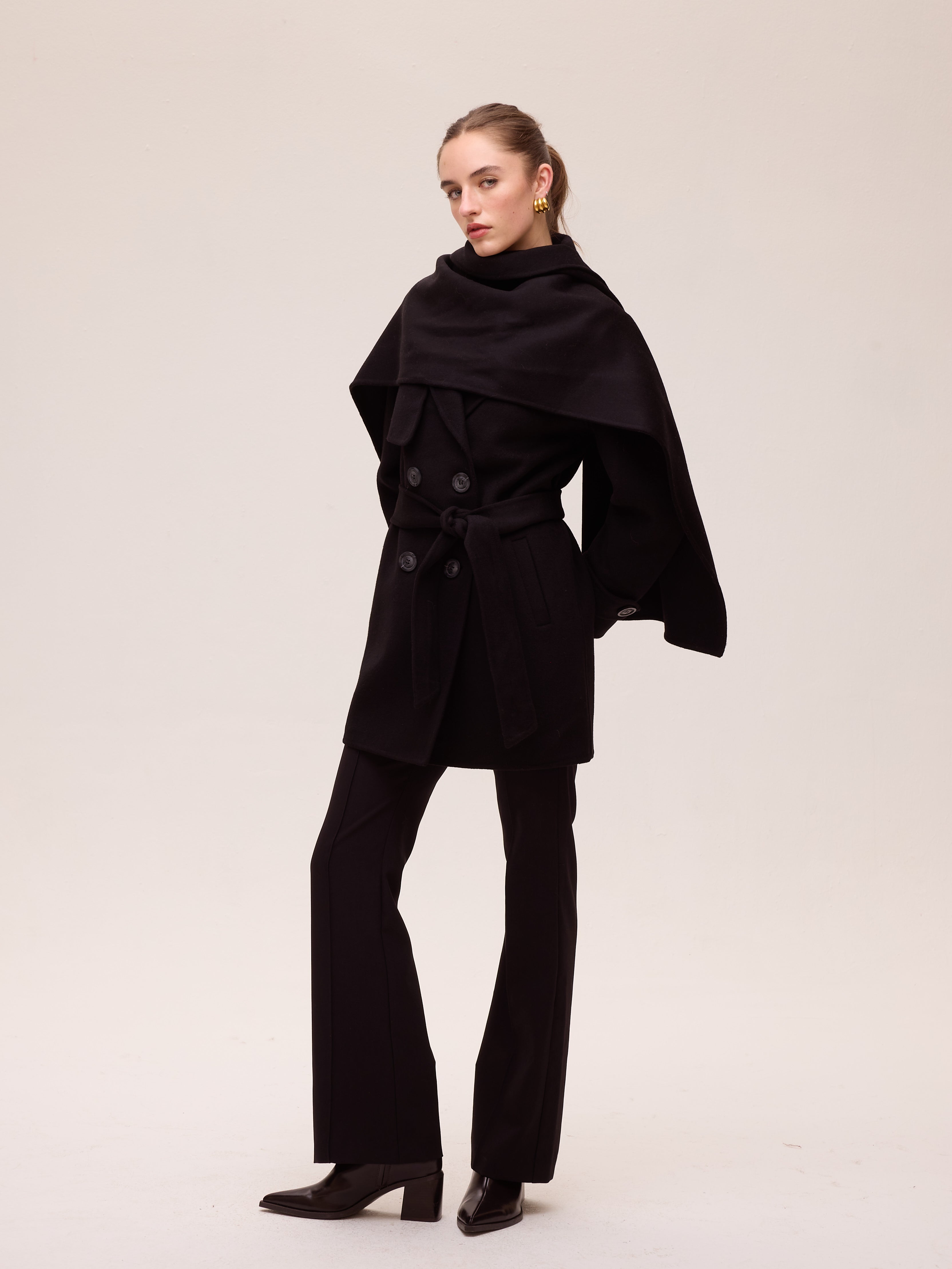 ALTAMIRA - Chaquetón marinero paño lana negro