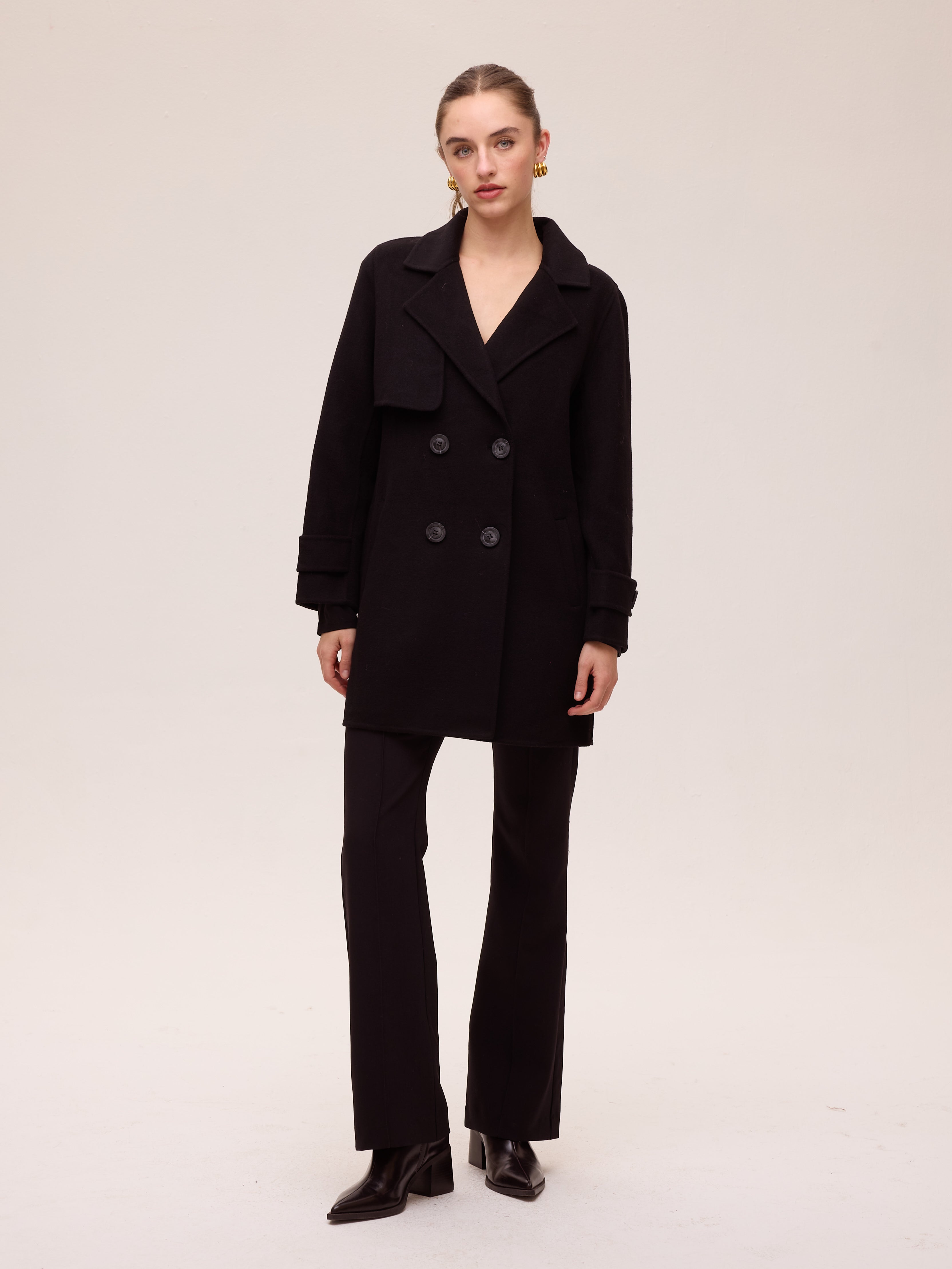 ALTAMIRA - Chaquetón marinero paño lana negro