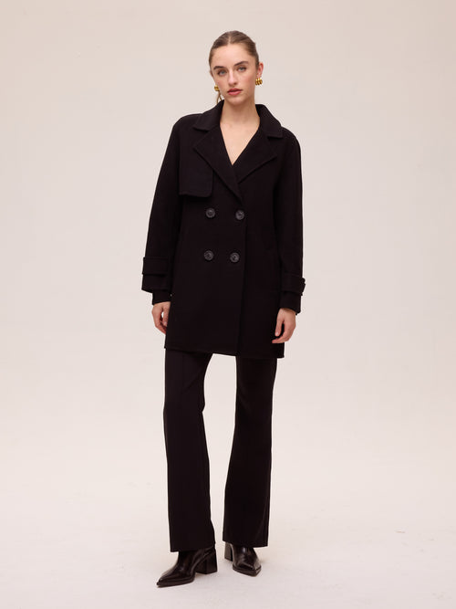 ALTAMIRA - Chaquetón marinero paño lana negro