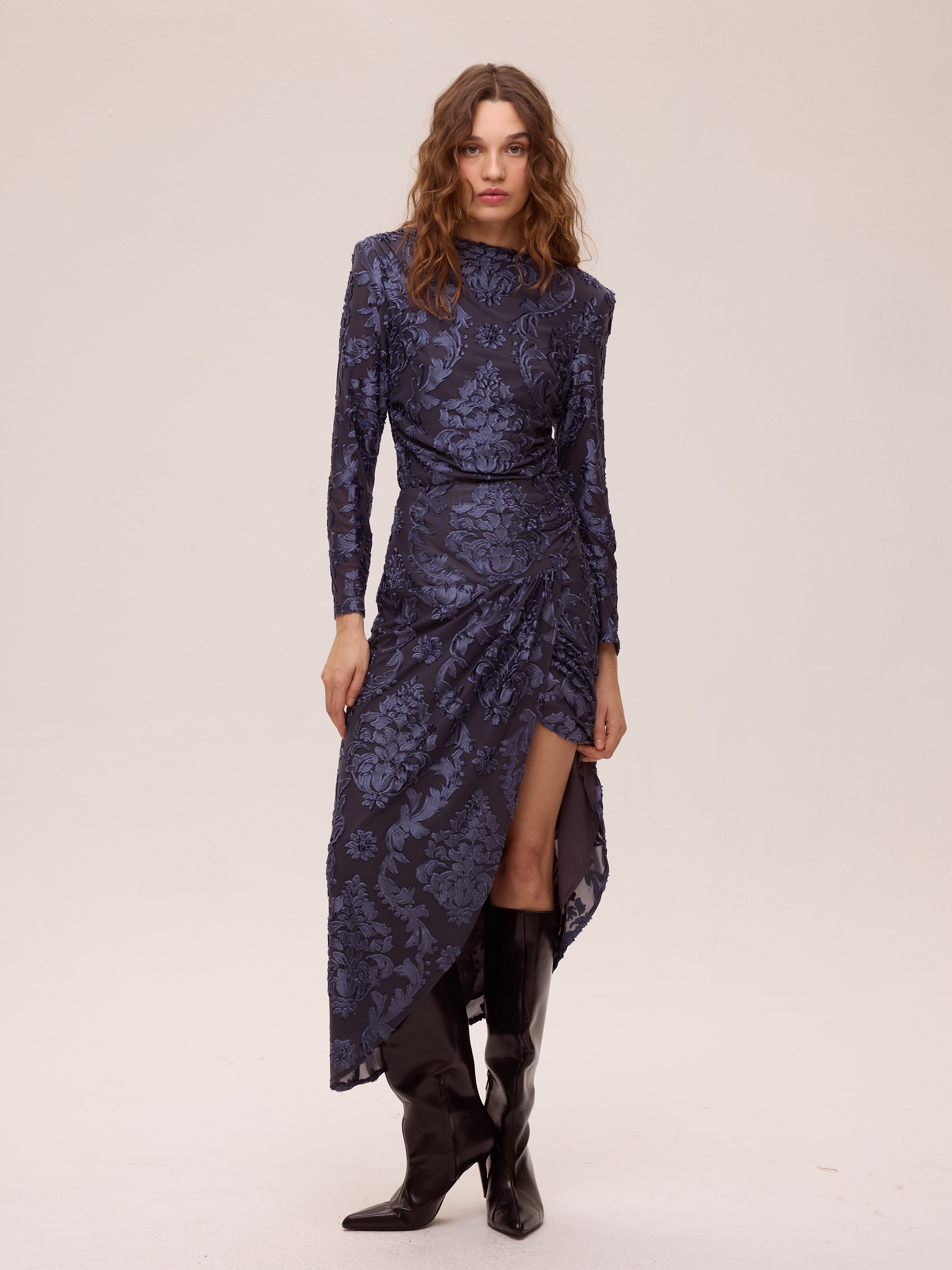 ALBA BLUE - Falda terciopelo devoré azul