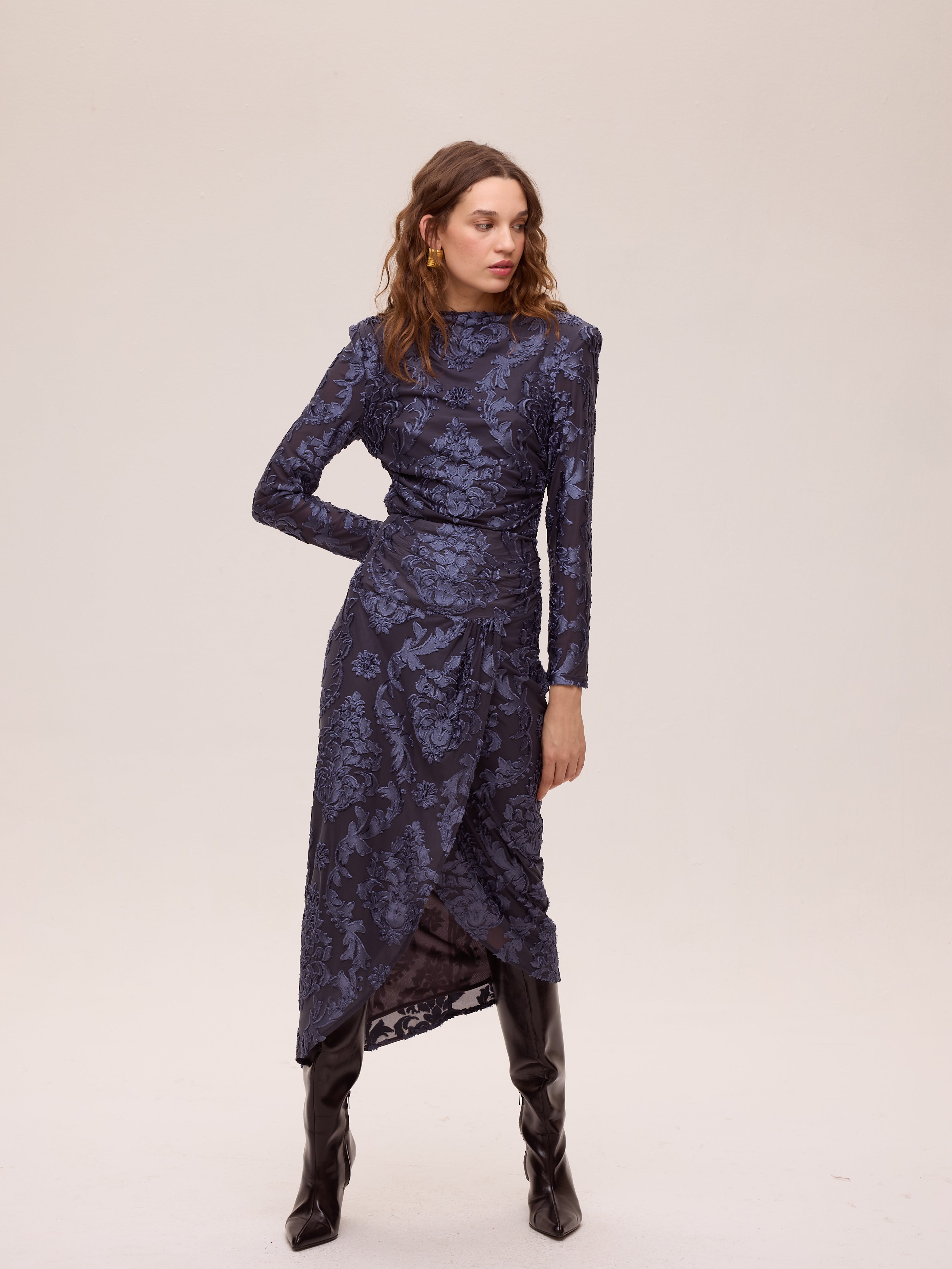 ALBA BLUE - Falda terciopelo devoré azul