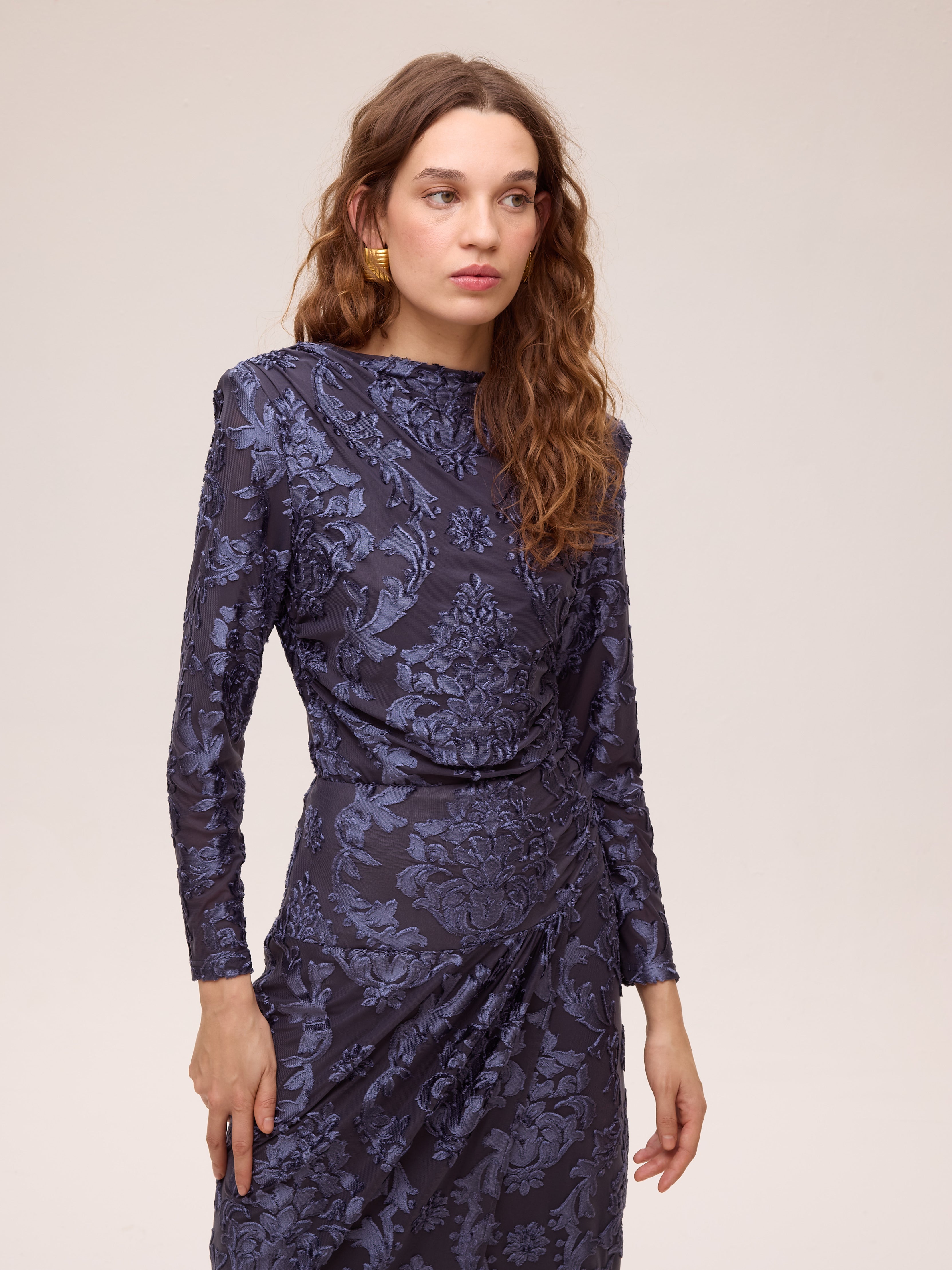 ALBA BLUE - Falda terciopelo devoré azul