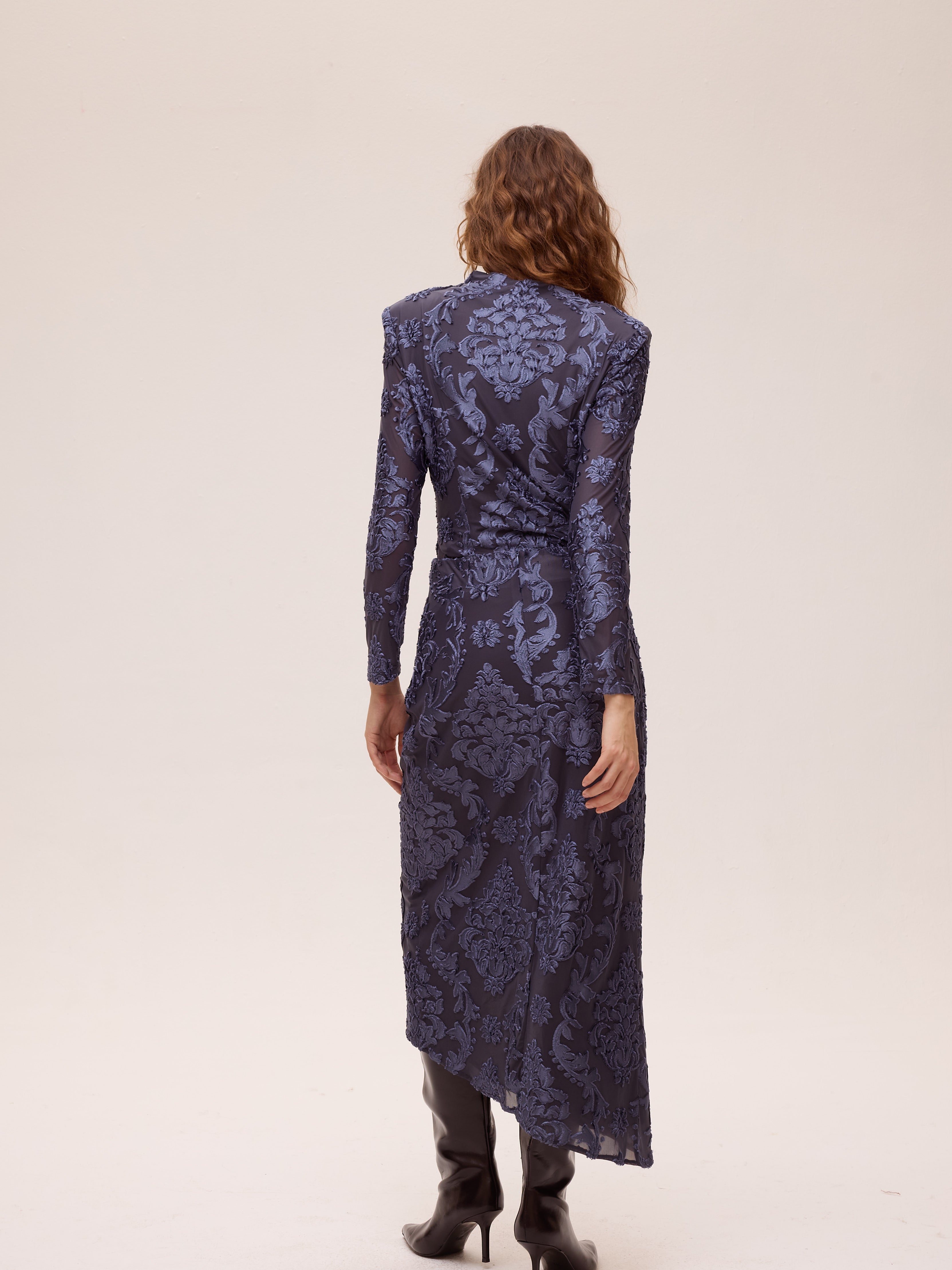 ALBA BLUE - Falda terciopelo devoré azul