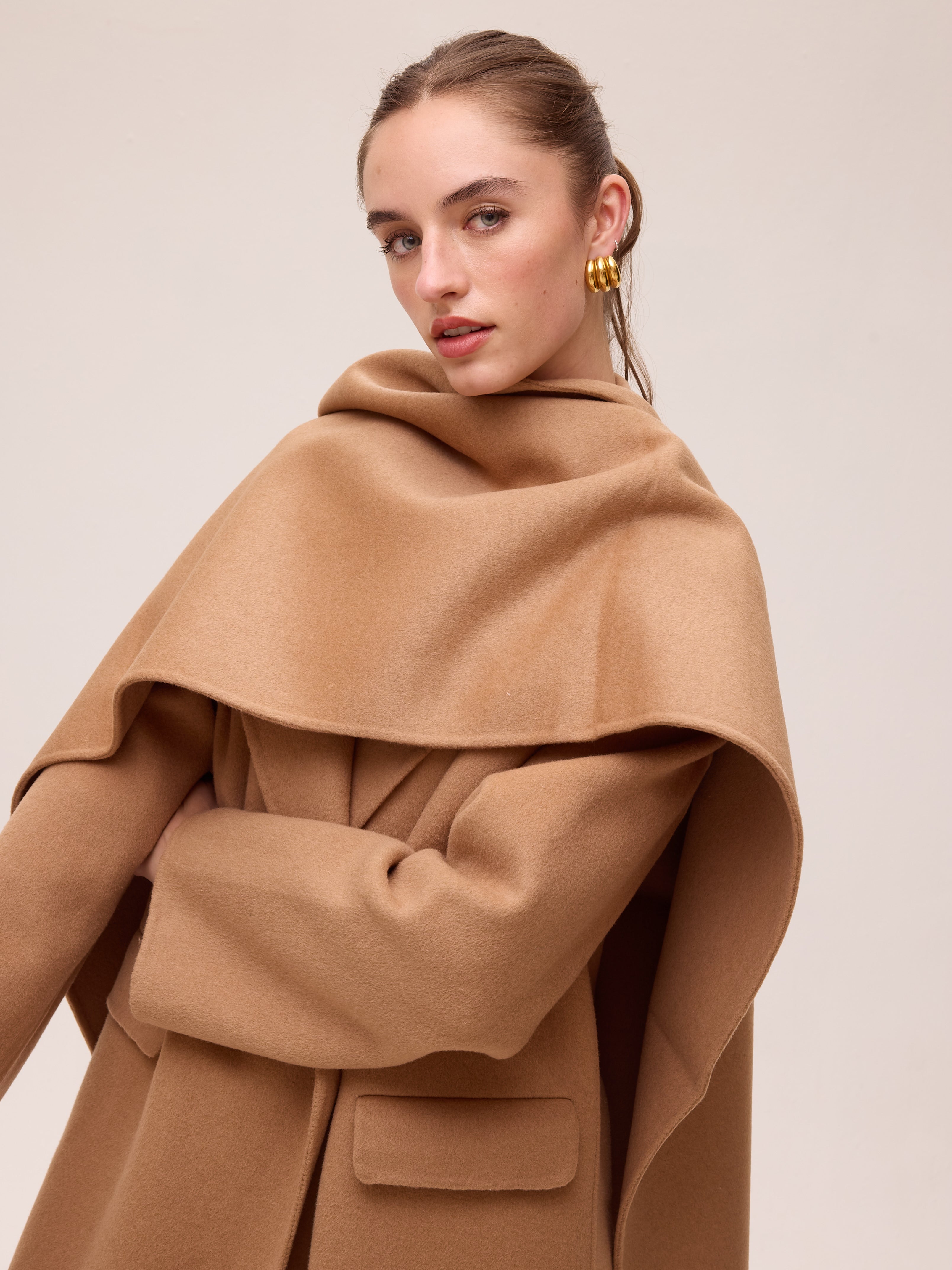 METRO CAMEL - Abrigo largo sastrero lana camel