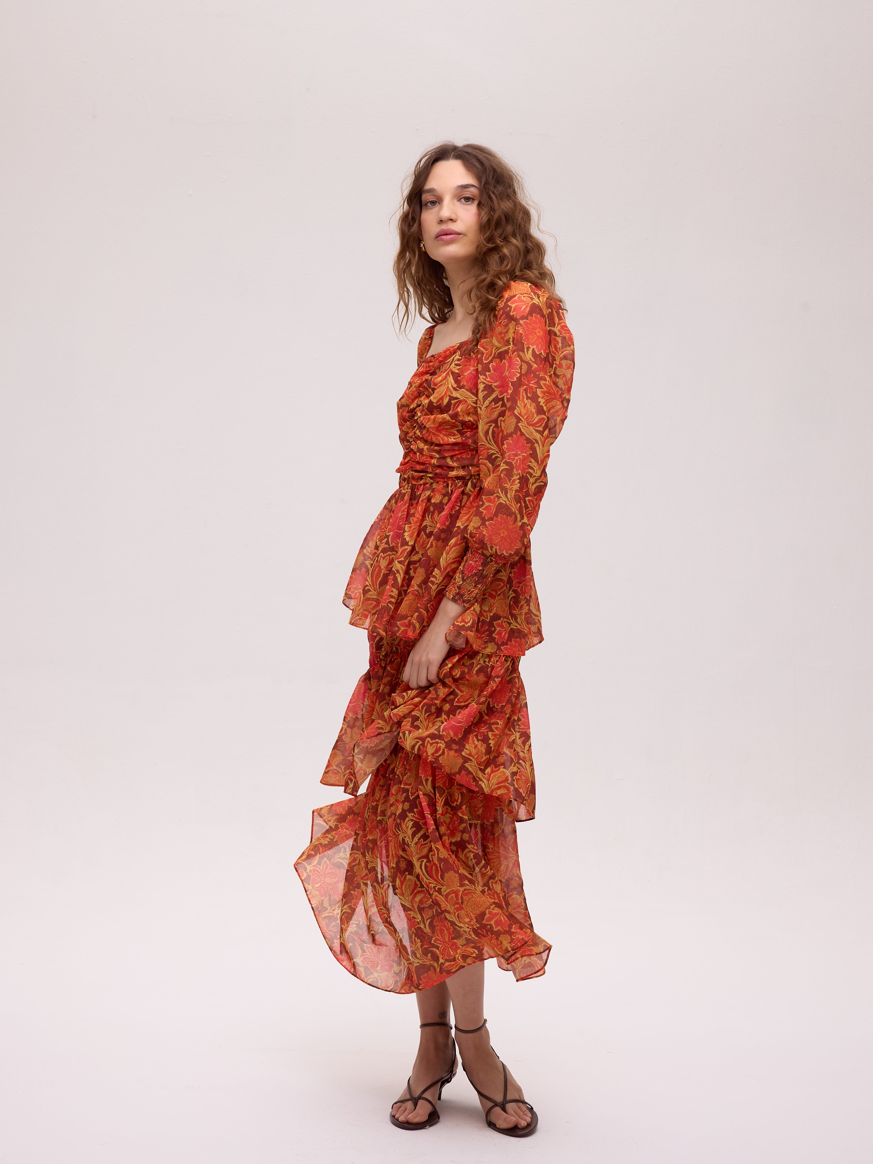 LUCE FLOWERS - Vestido de volantes estampado floral