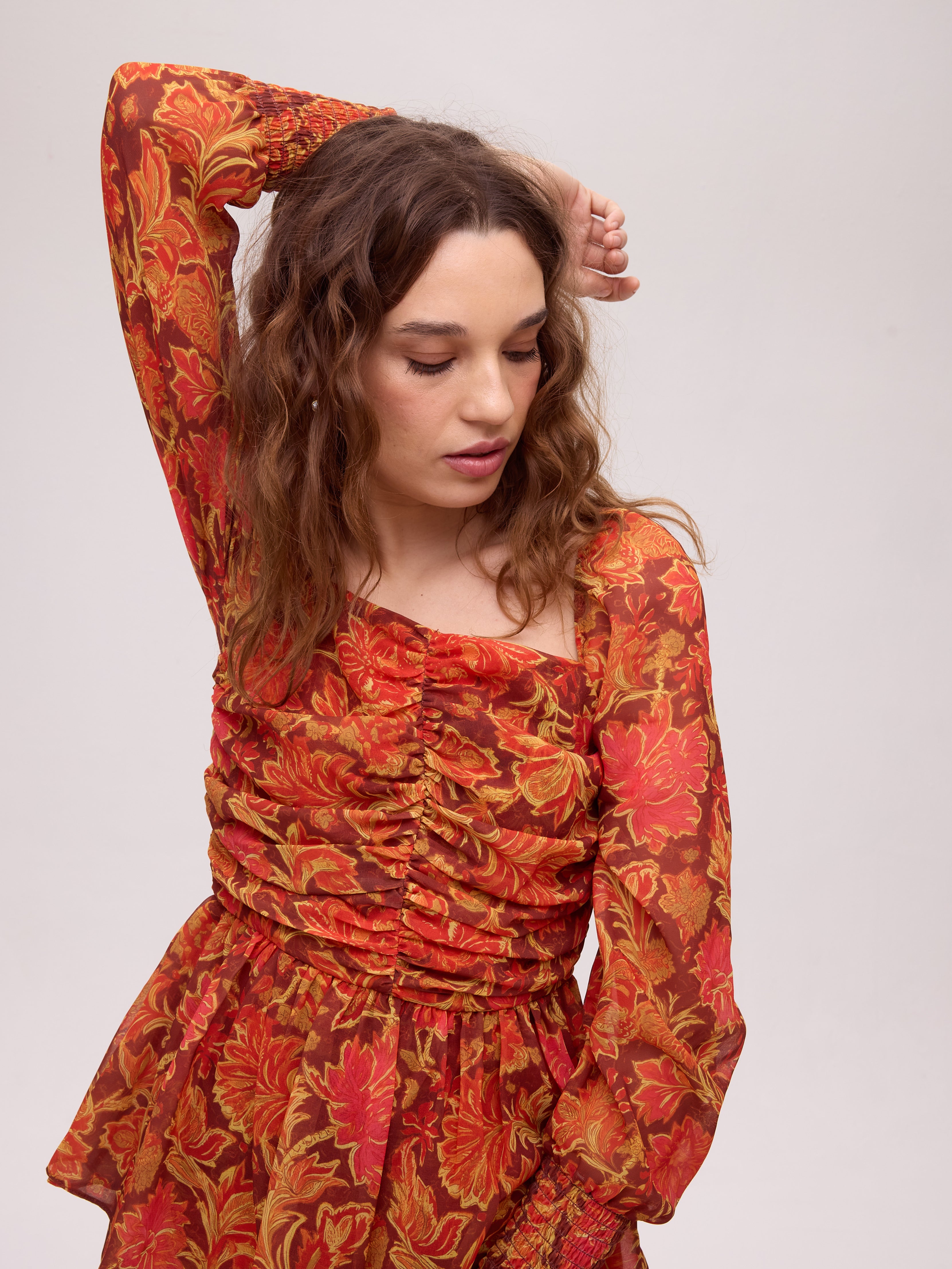 LUCE FLOWERS - Vestido de volantes estampado floral