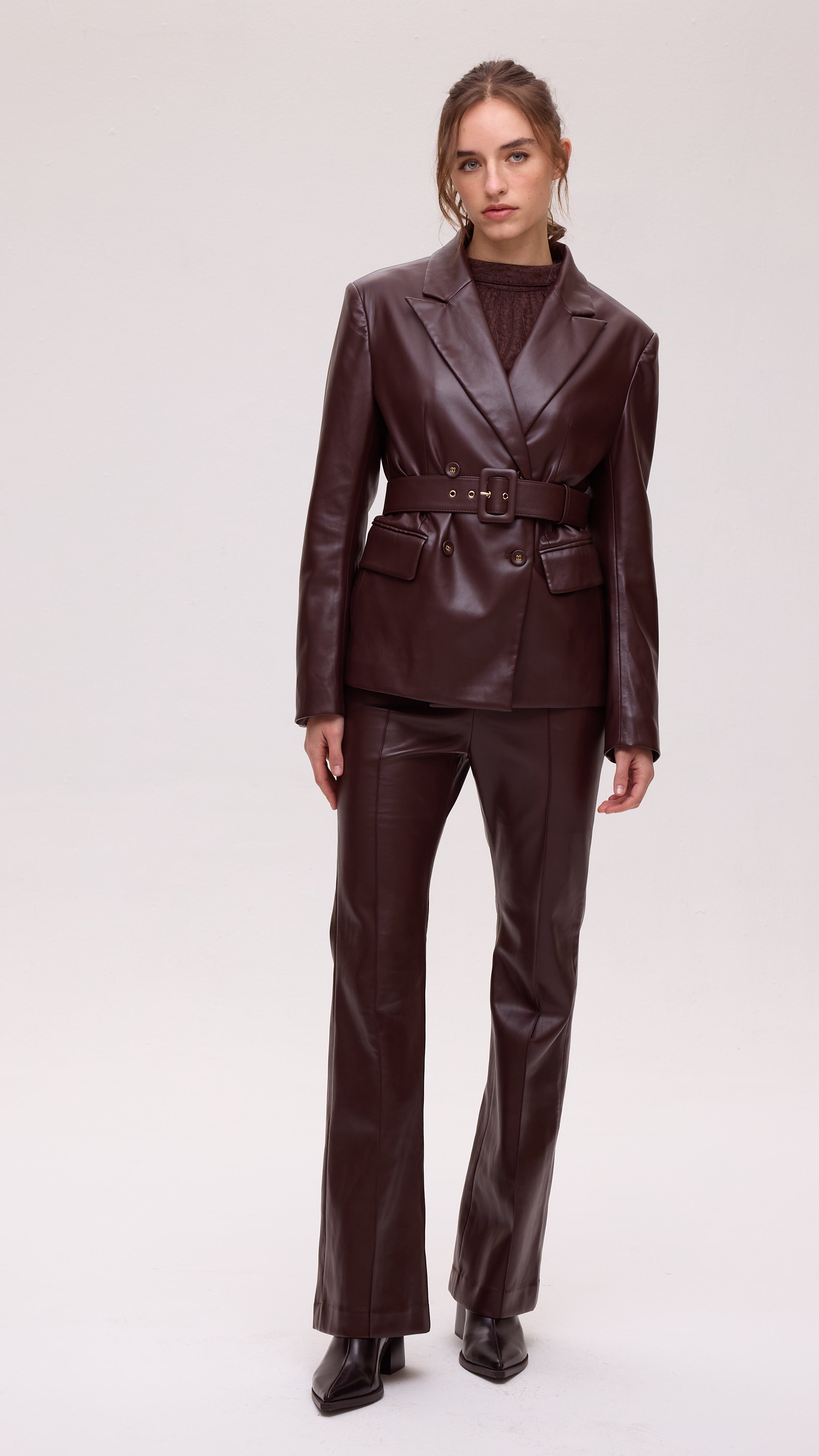 VIENTO GRANA TOP - Blazer cruzada polipiel grana