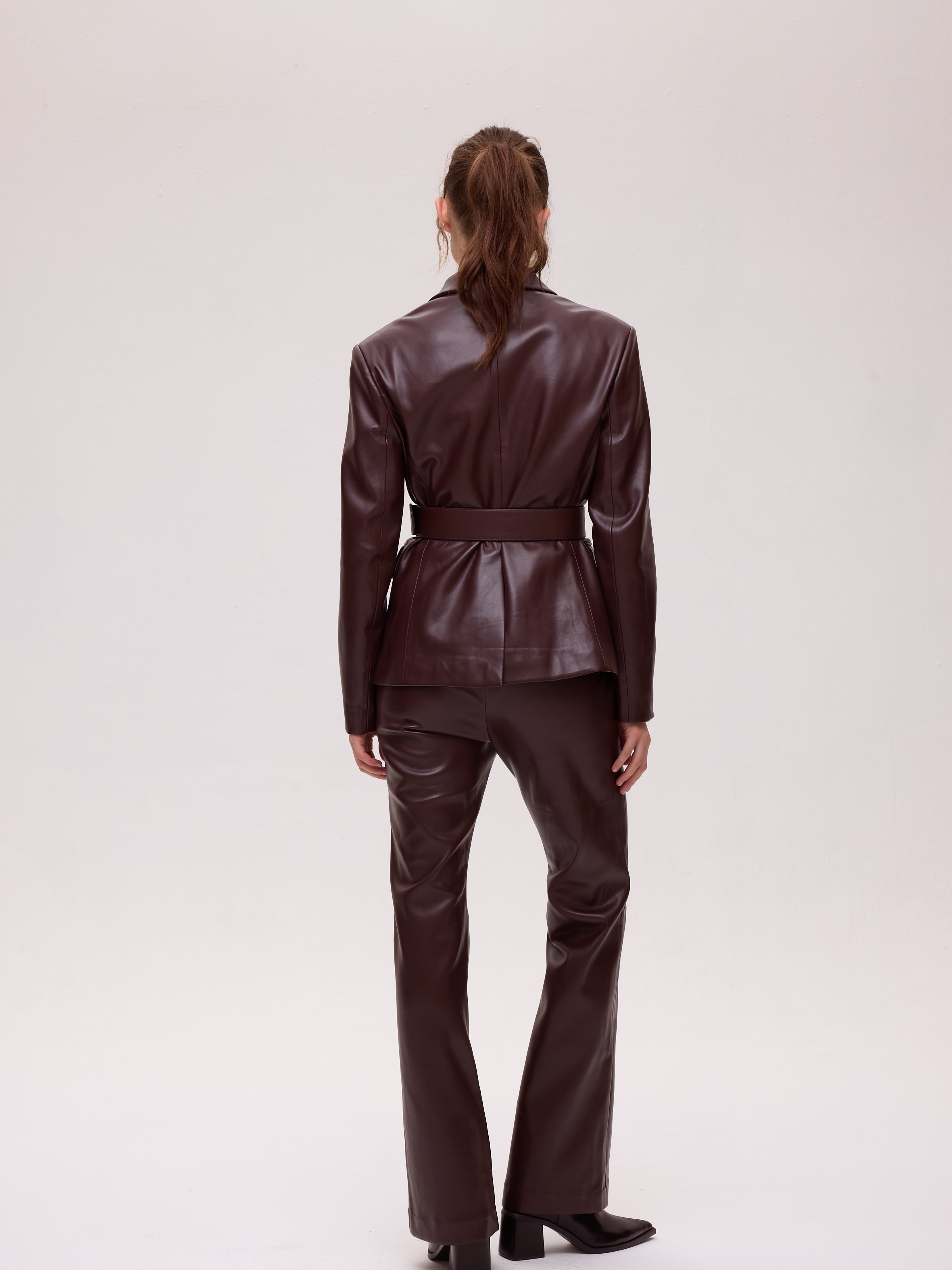 VIENTO GRANA TOP - Blazer cruzada polipiel grana