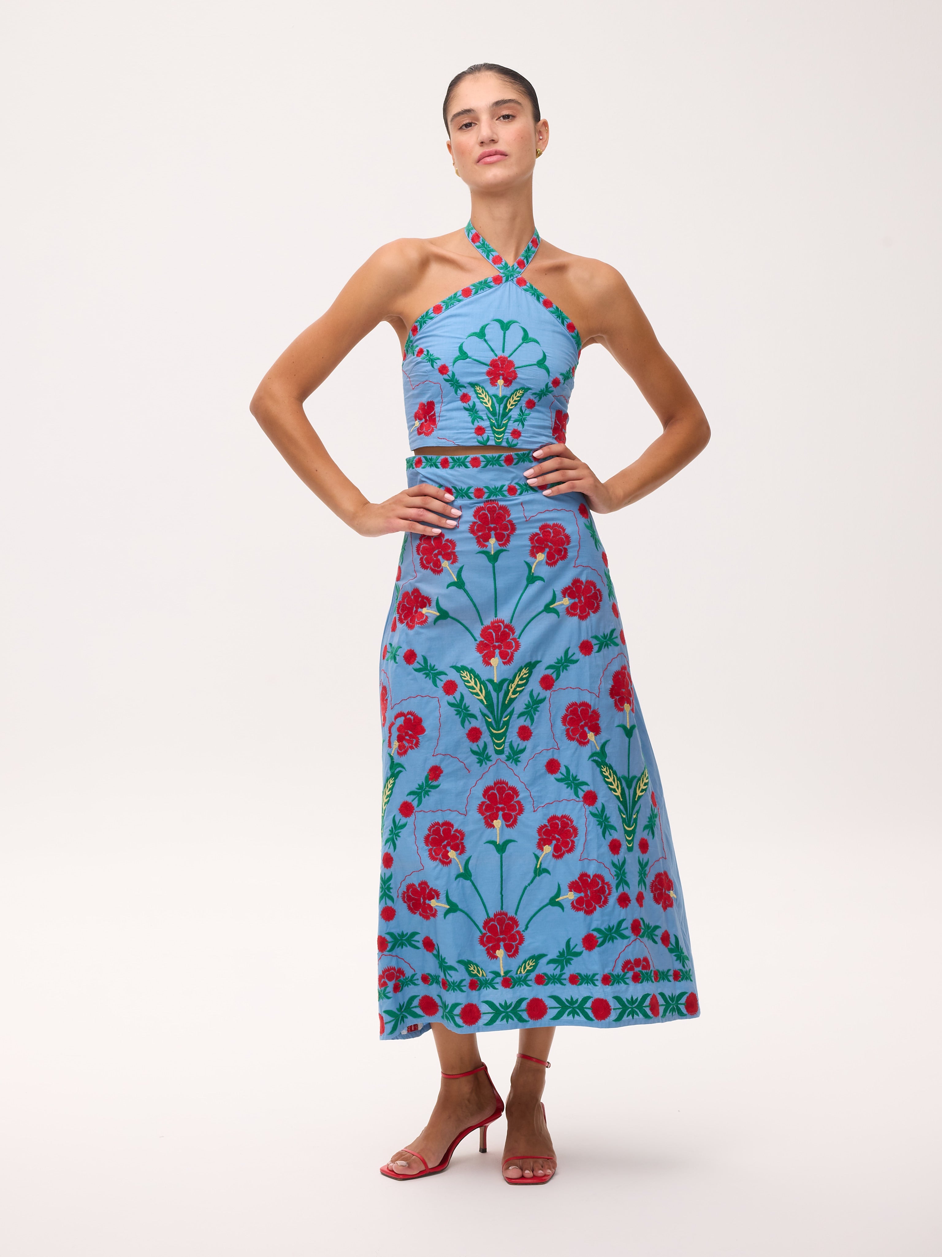 ULISES BLUE - SET: TOP + FALDA (Top & Skirt)