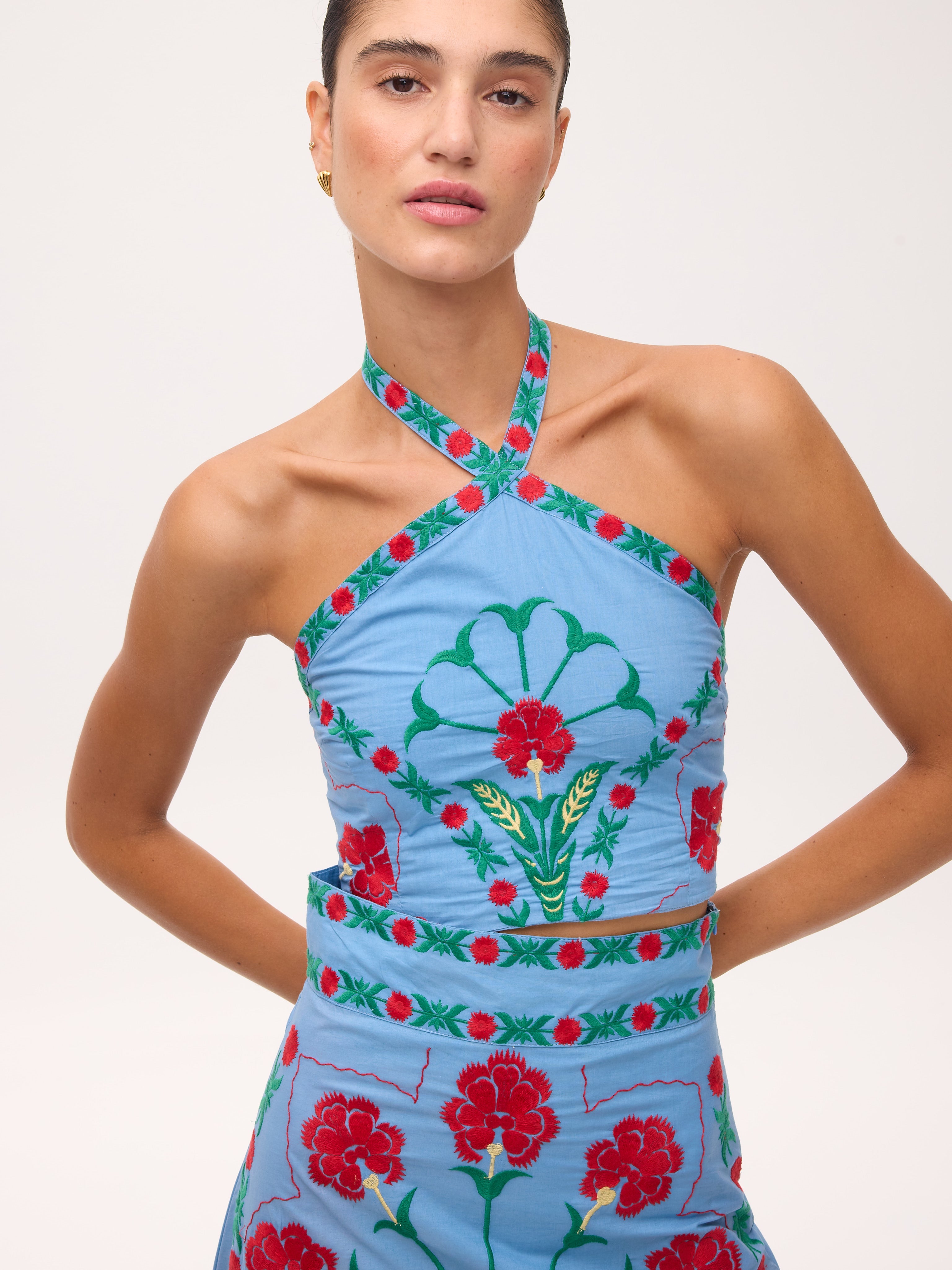 ULISES BLUE - SET: TOP + FALDA (Top & Skirt)