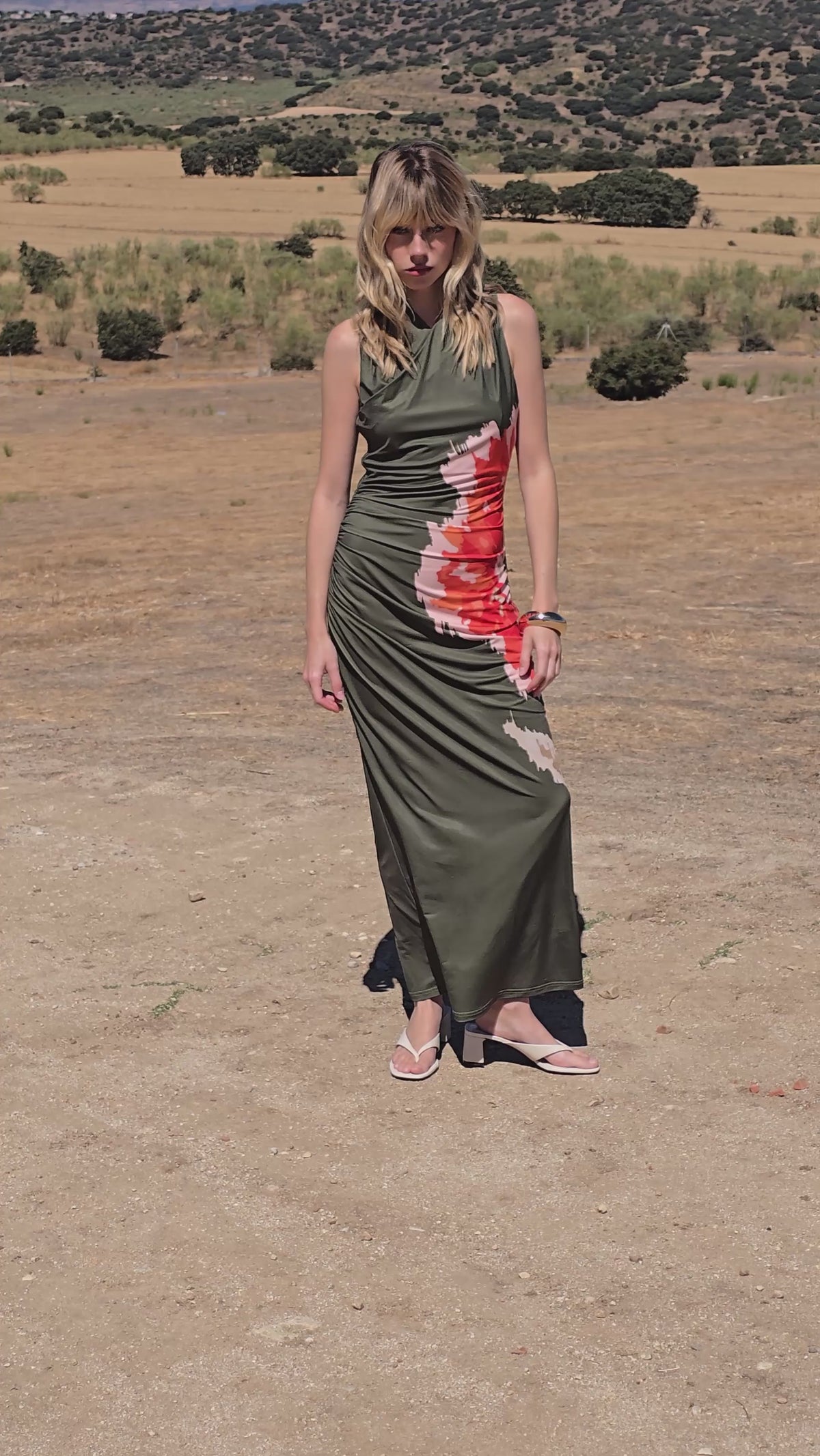 VITTORIA - Vestido maxi flor elástico