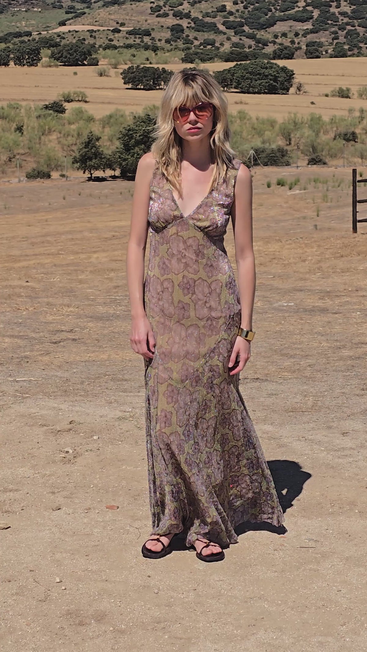 ARMONIA LUREX - Vestido tirantes lurex flores