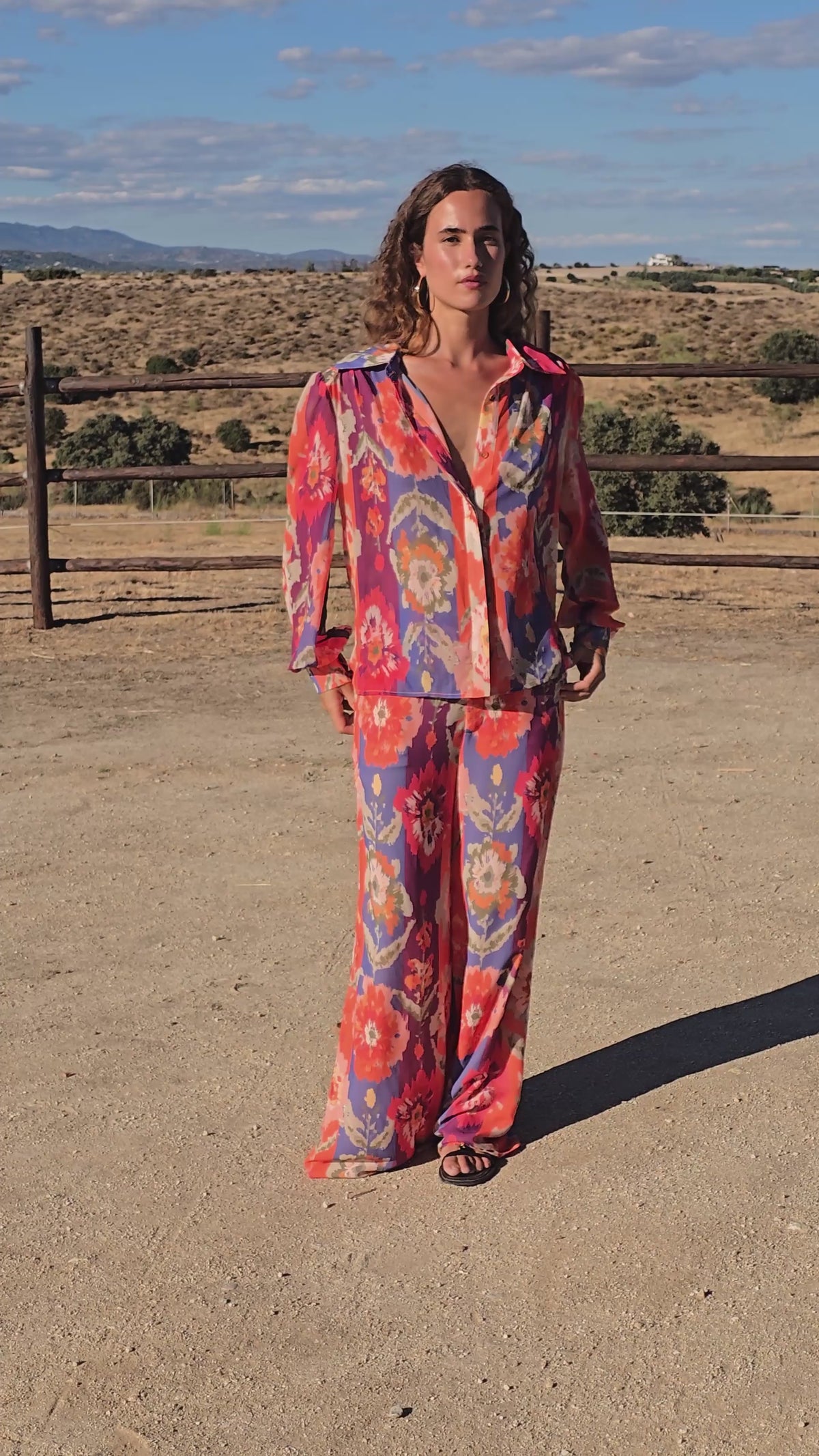 FESTA PANT - Pantalón estampado rayas flores ikat