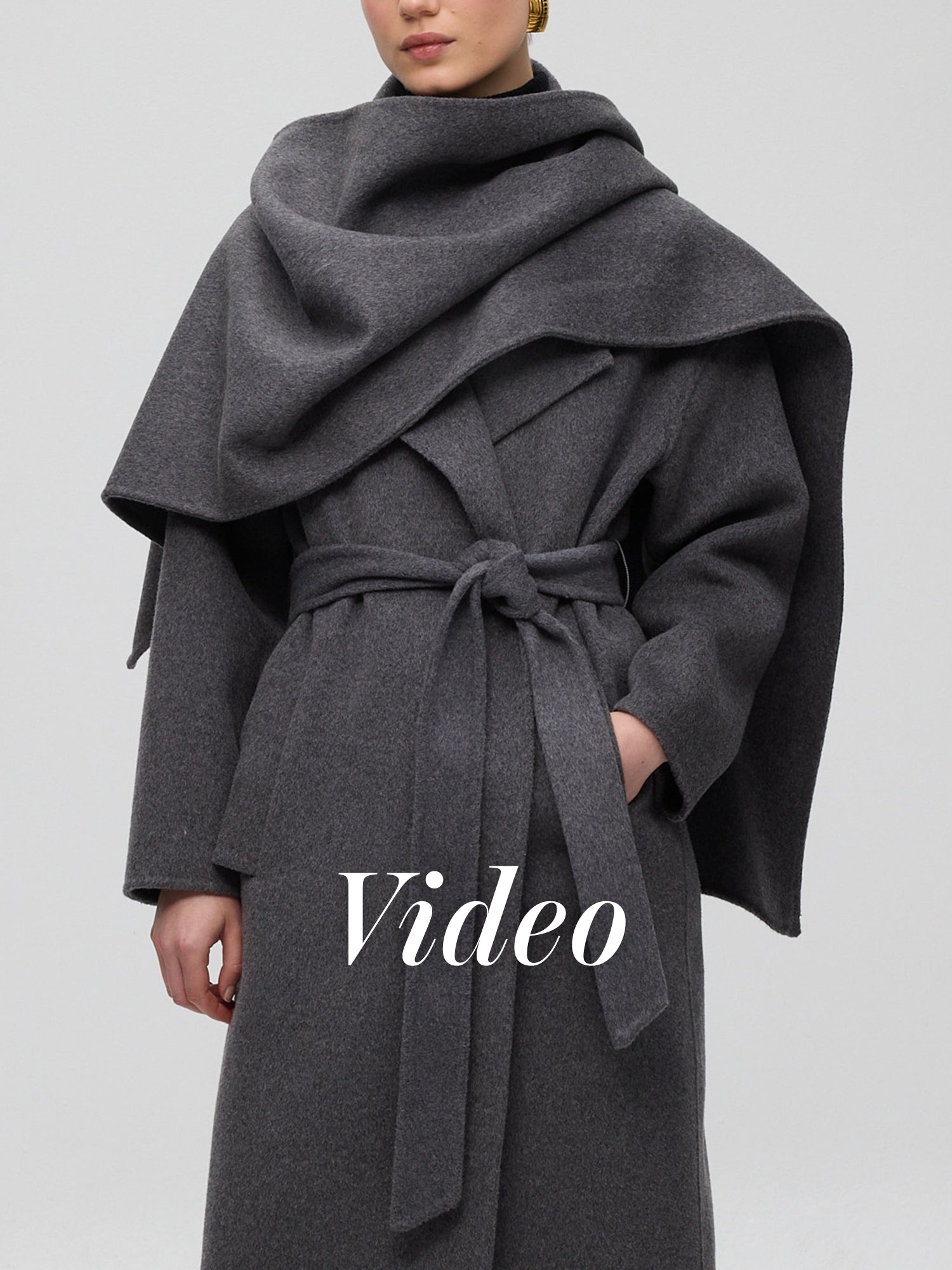 ART GREY - Abrigo lana paño gris