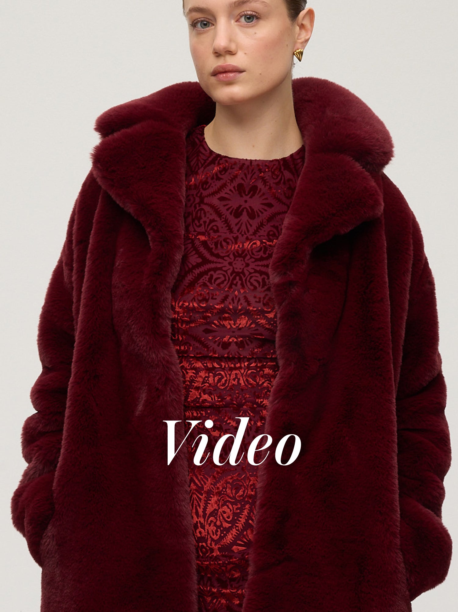 GLOBE BURGUNDY - Abrigo faux fur burgundy