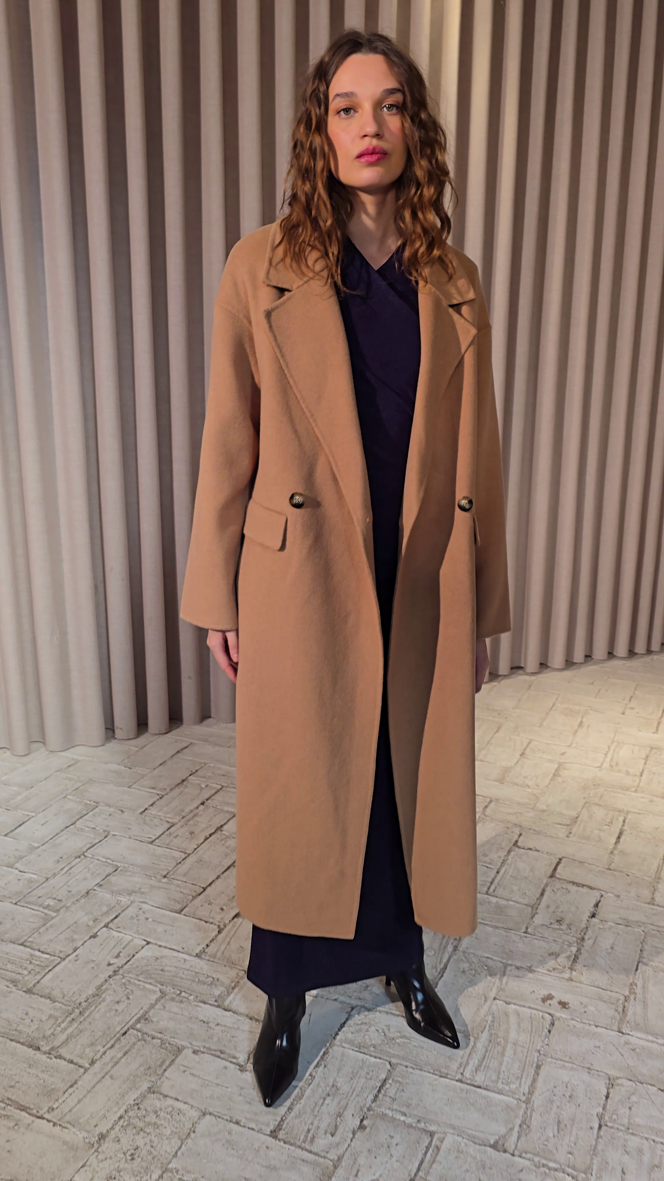 METRO CAMEL - Abrigo largo sastrero lana camel