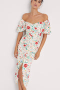 RITA - Vestido midi drapeado estampado flore
